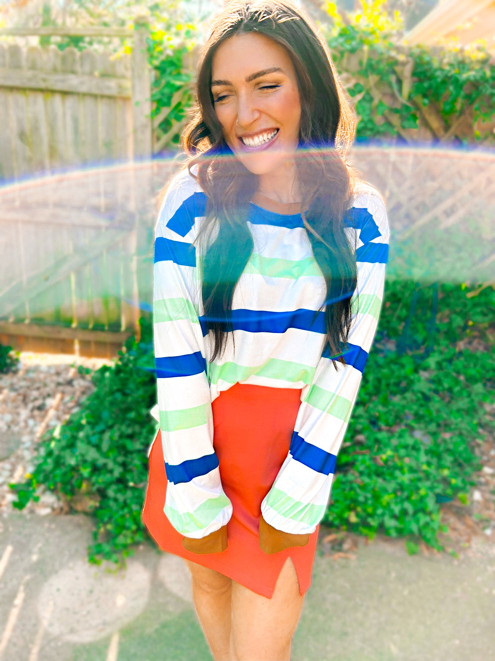 Striped Bell Sleeve Top