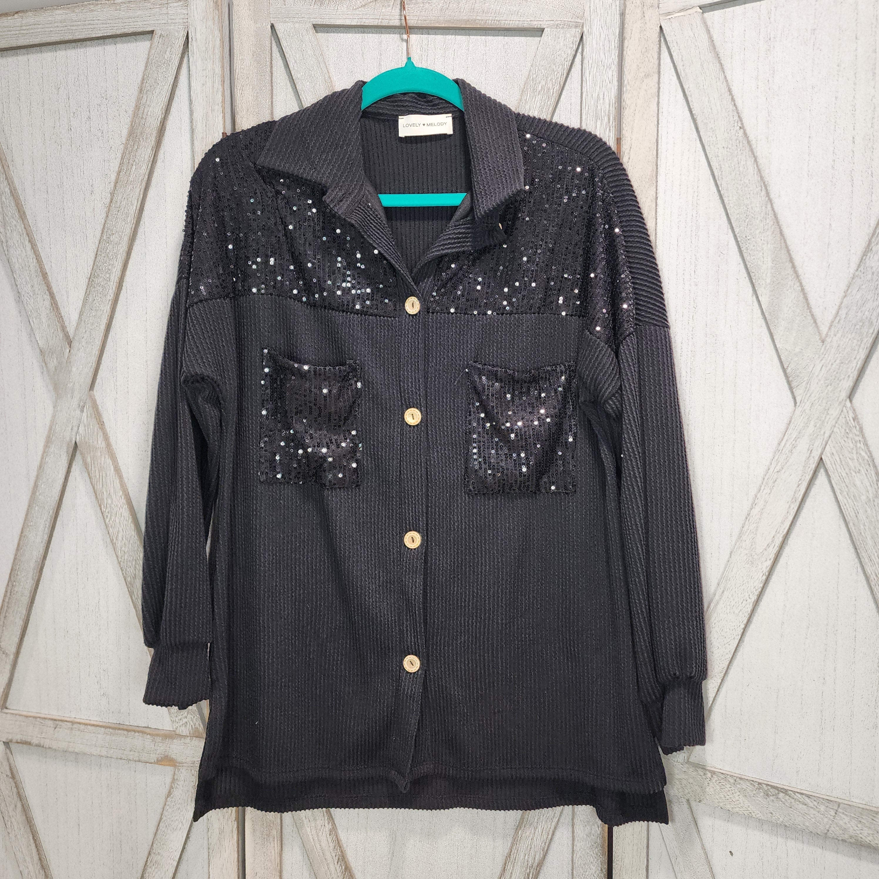 Ribbed Sparkle Button Down