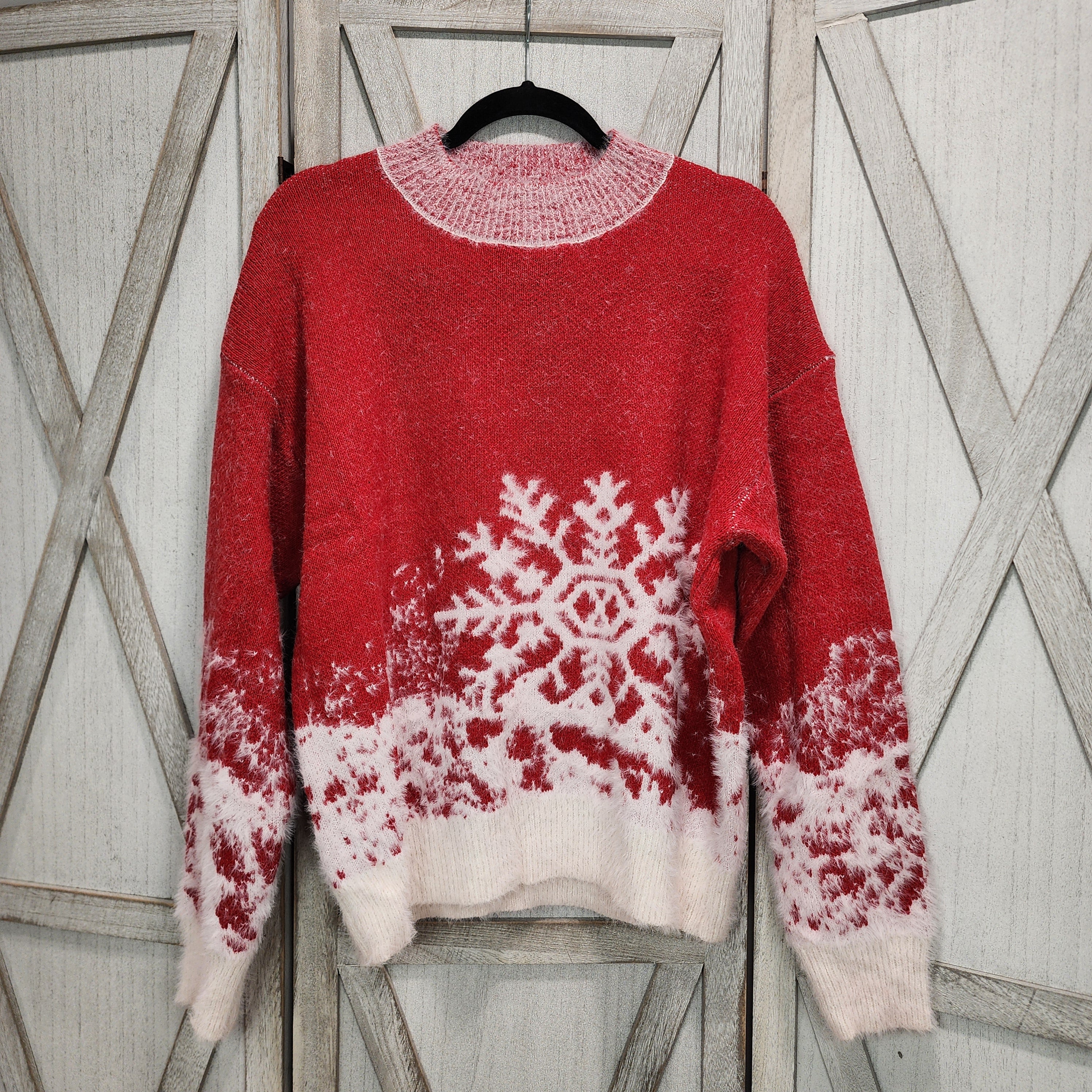 Eyelash Snowflake Knit Pullover