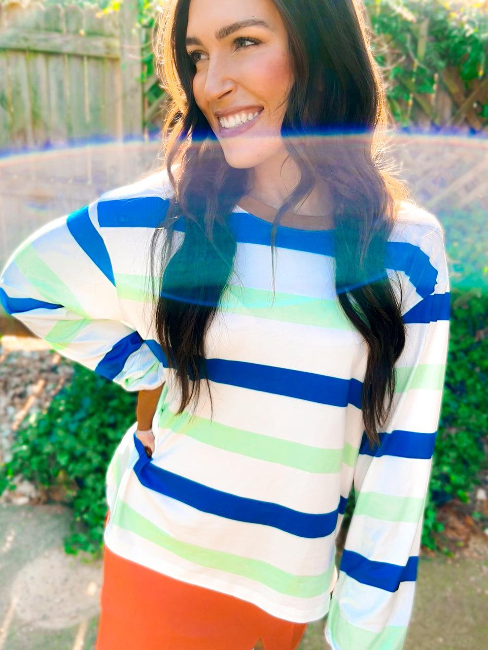 Striped Bell Sleeve Top