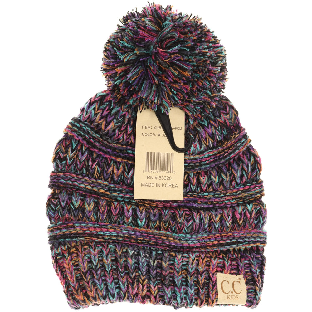 Kids CC Four-Tone Pom Beanie