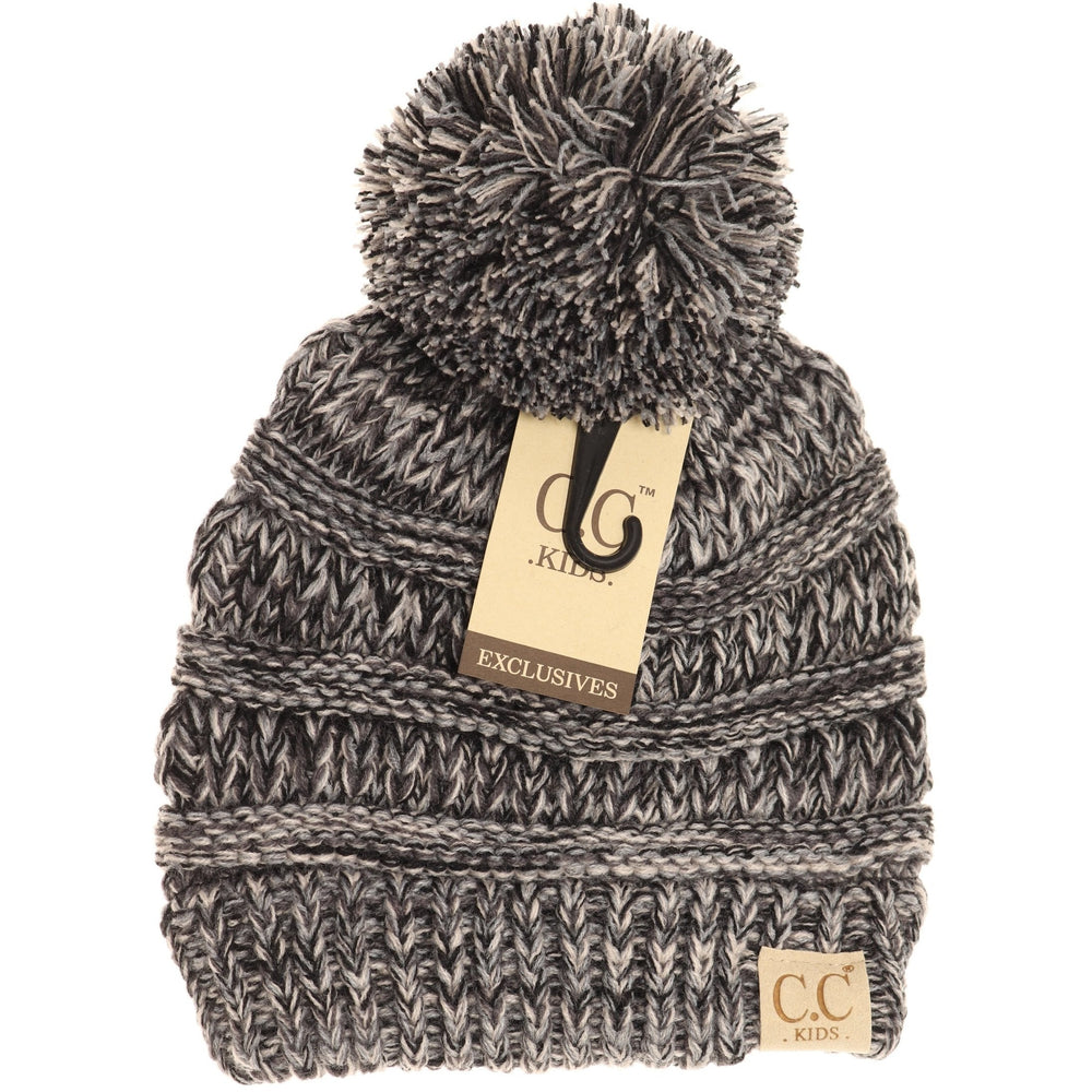 Kids CC Four-Tone Pom Beanie