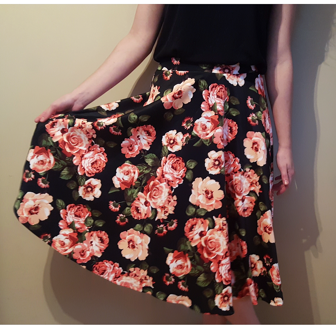 Floral Print Midi Full Skirt