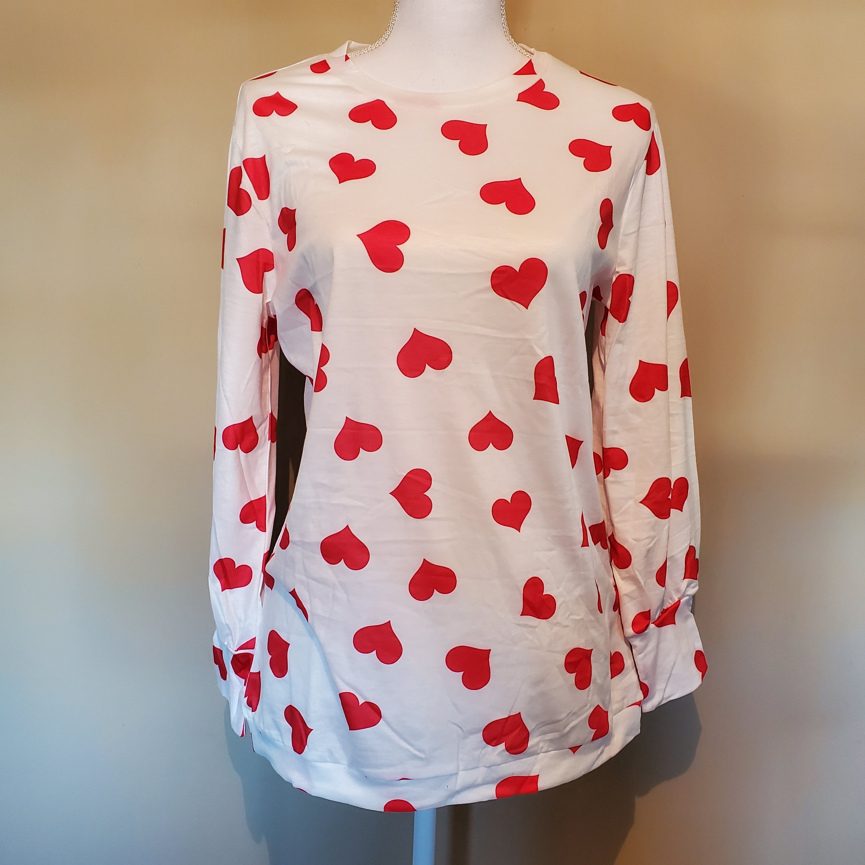 Long Sleeve Heart Pattern Tee