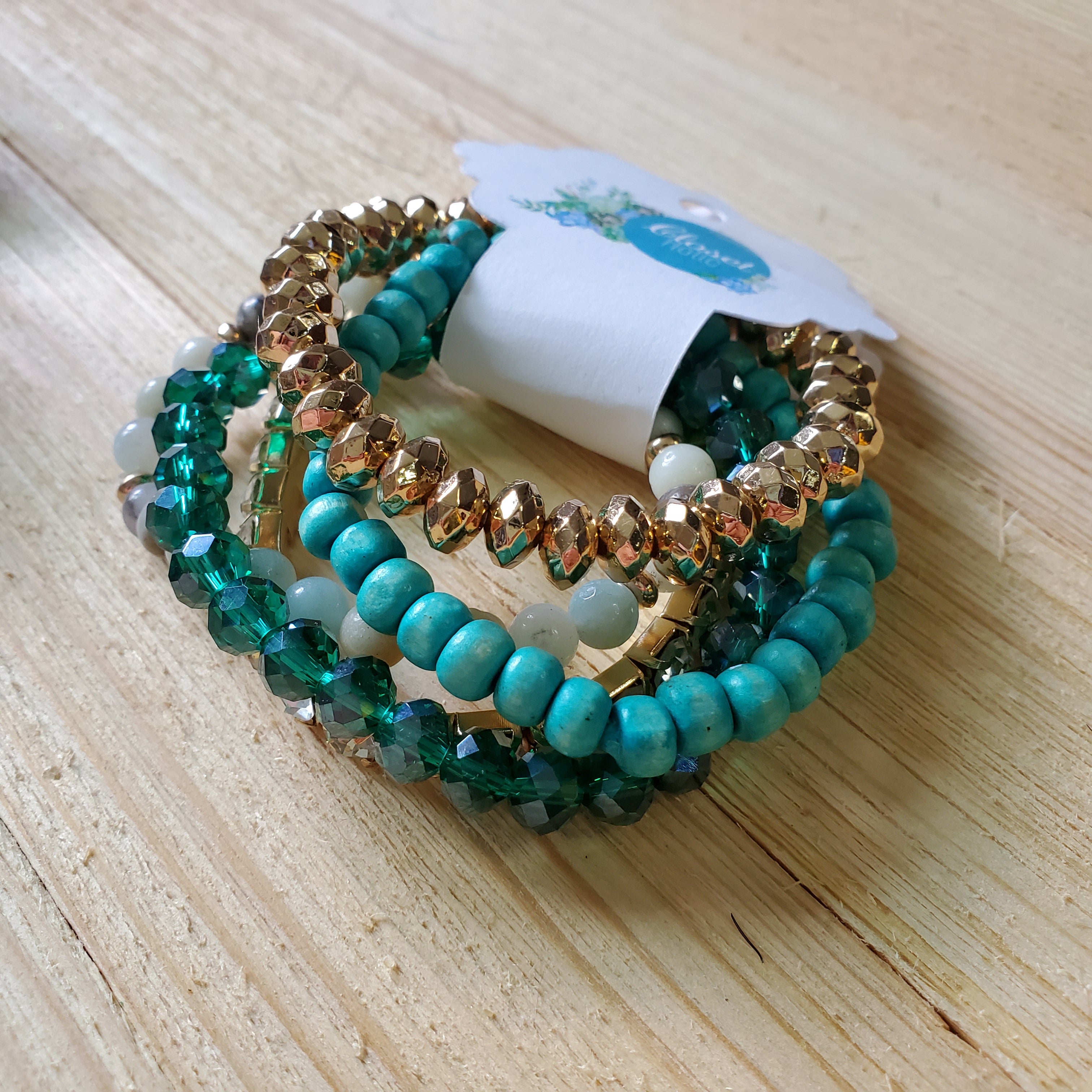 Turquoise and Gold Bracelet Set