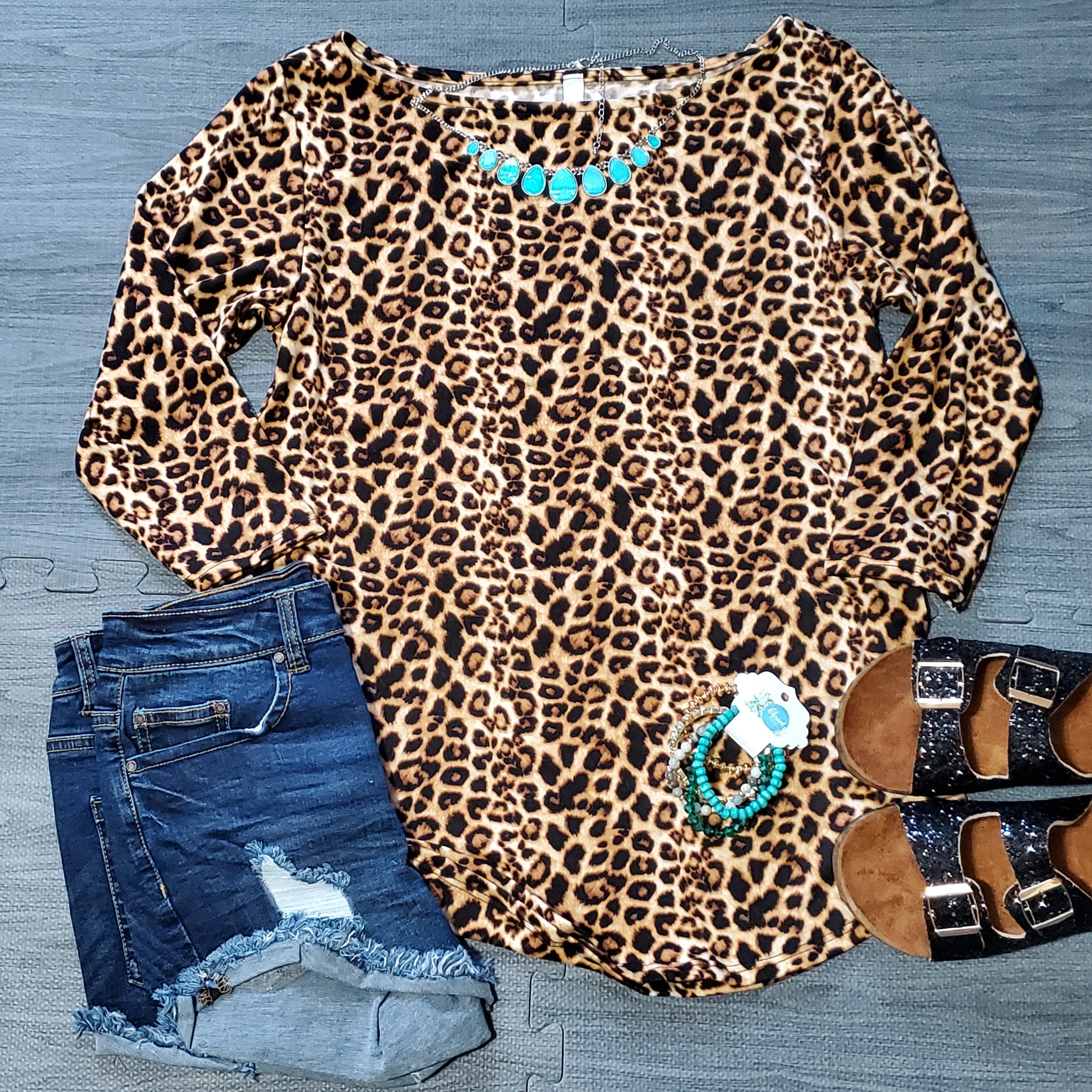 Animal Print 3/4 Sleeve Top
