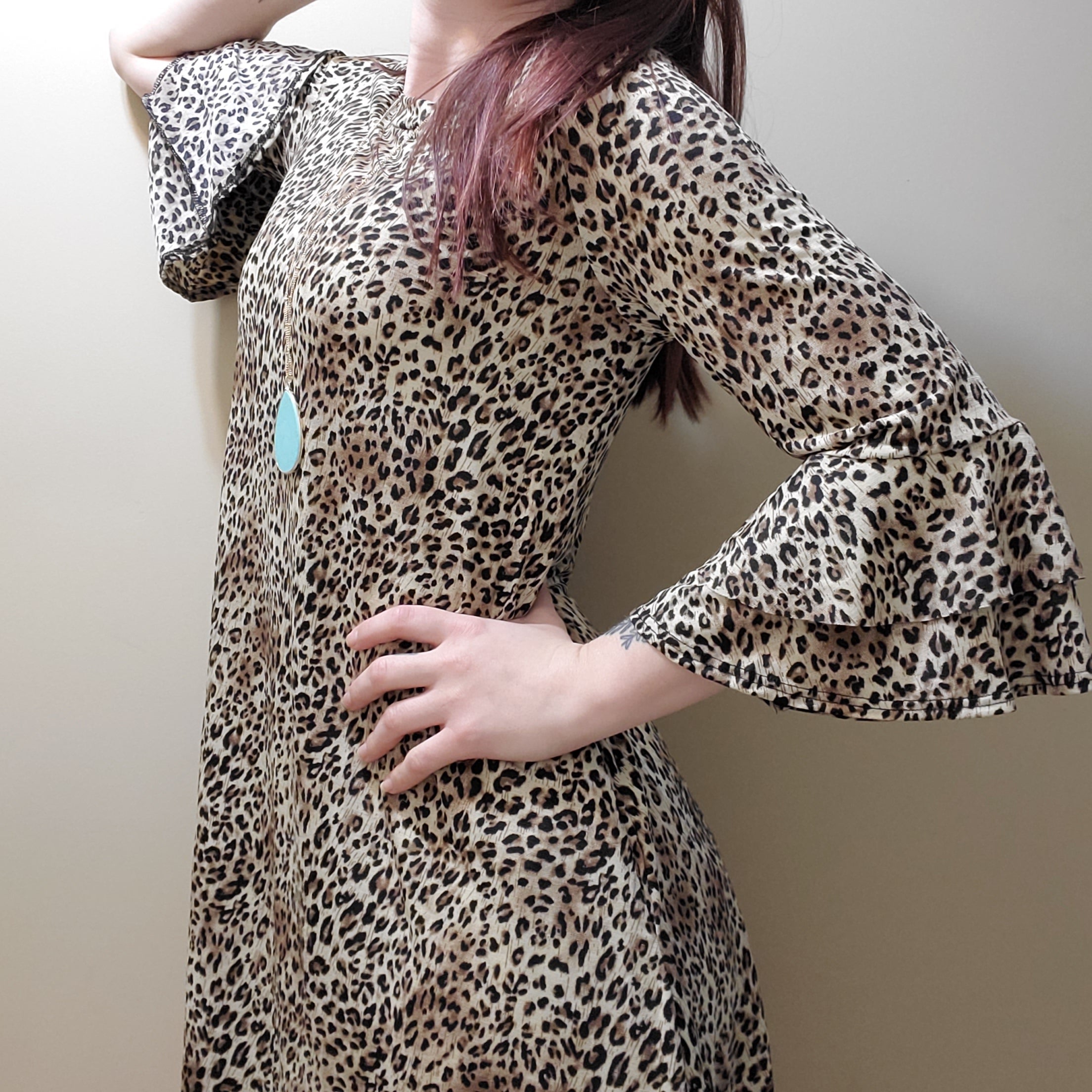 Leopard Bell Sleeve Dress