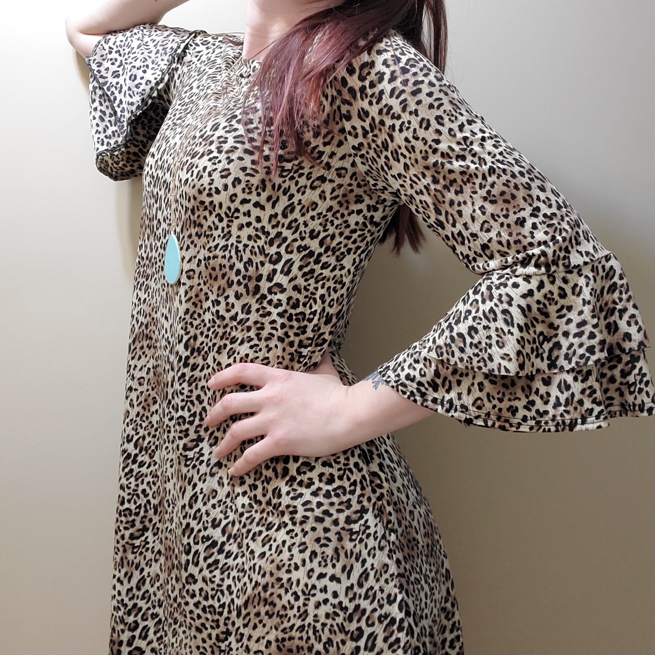 Leopard Bell Sleeve Dress