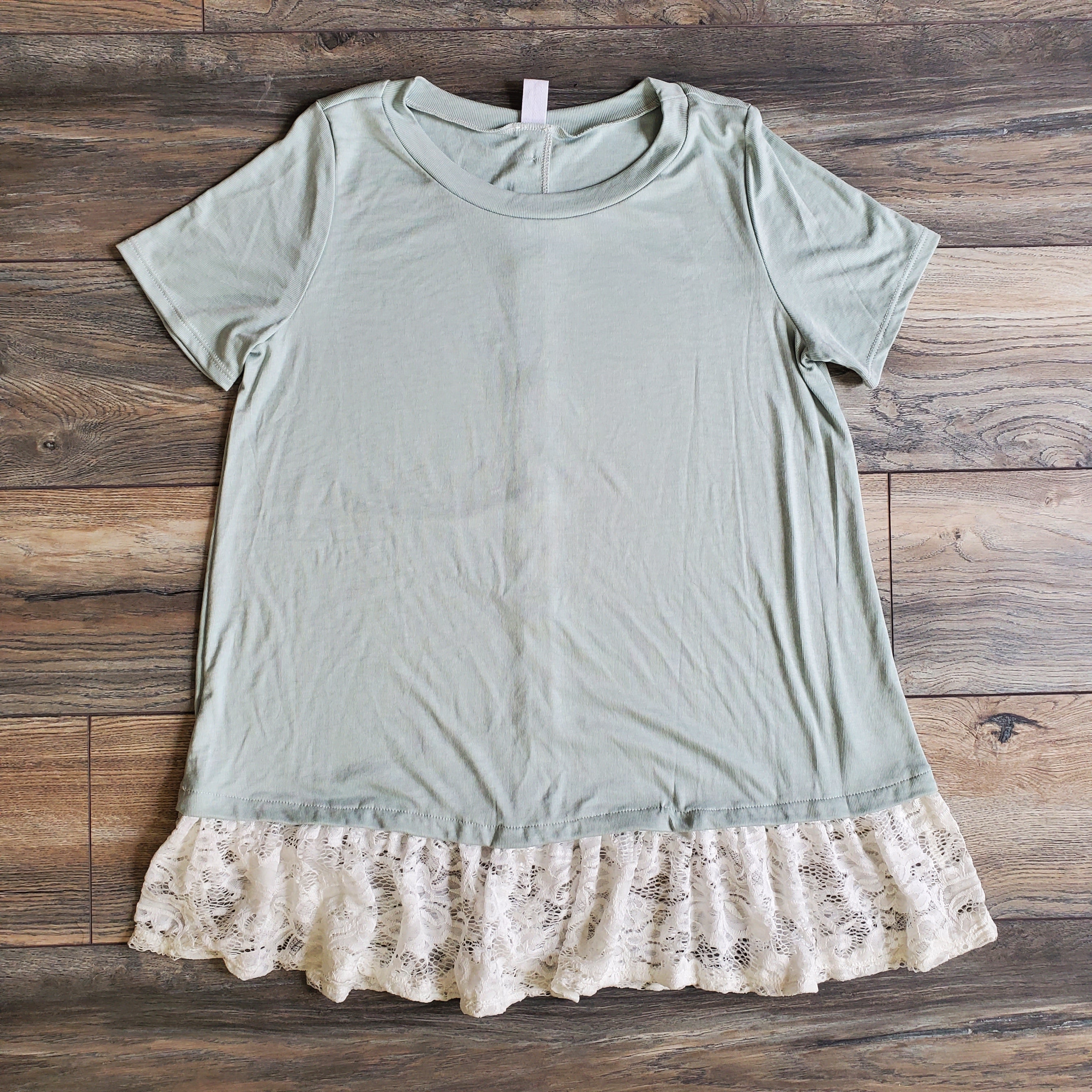 Button Back Lace Trim Tunic