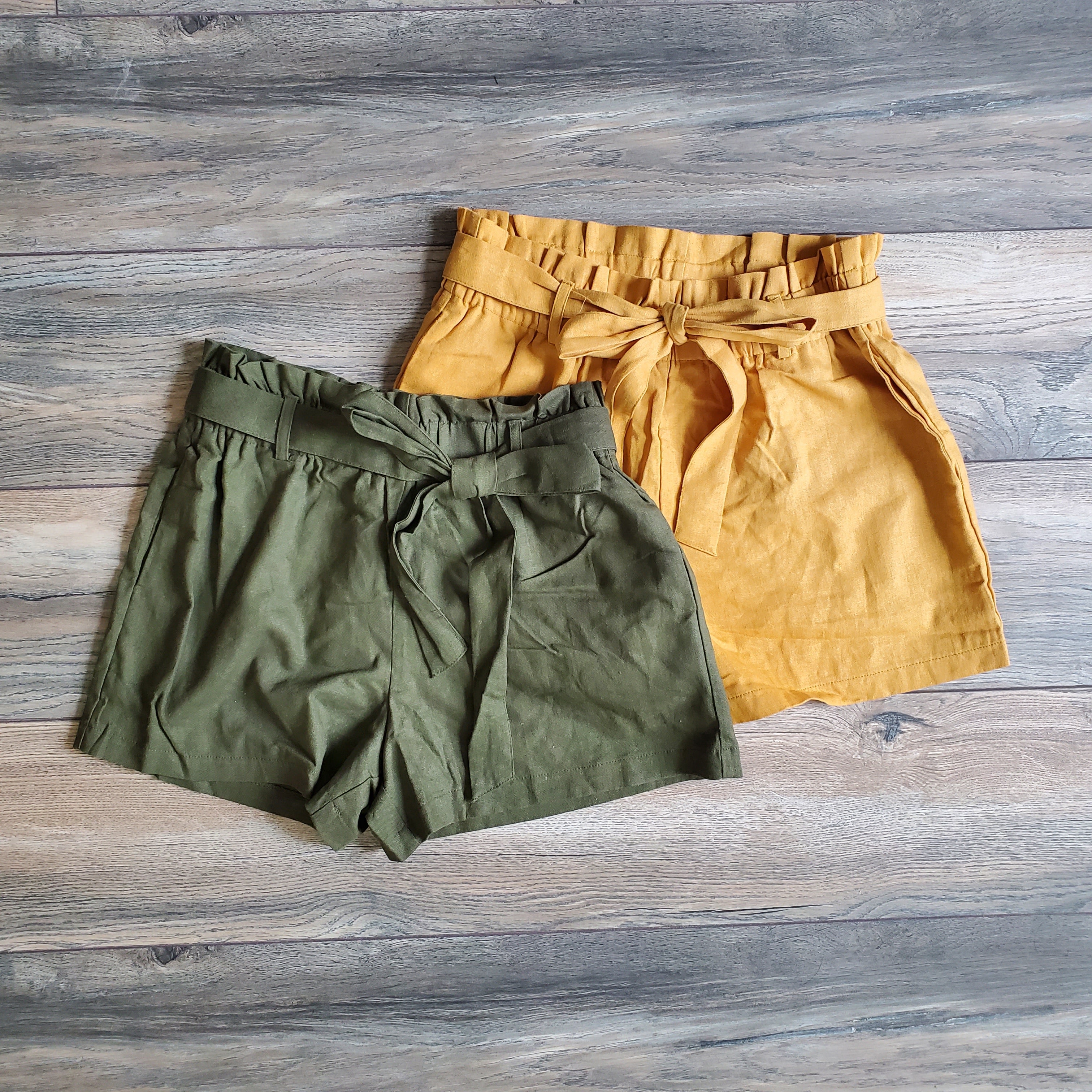 High Waist Paper Bag Shorts