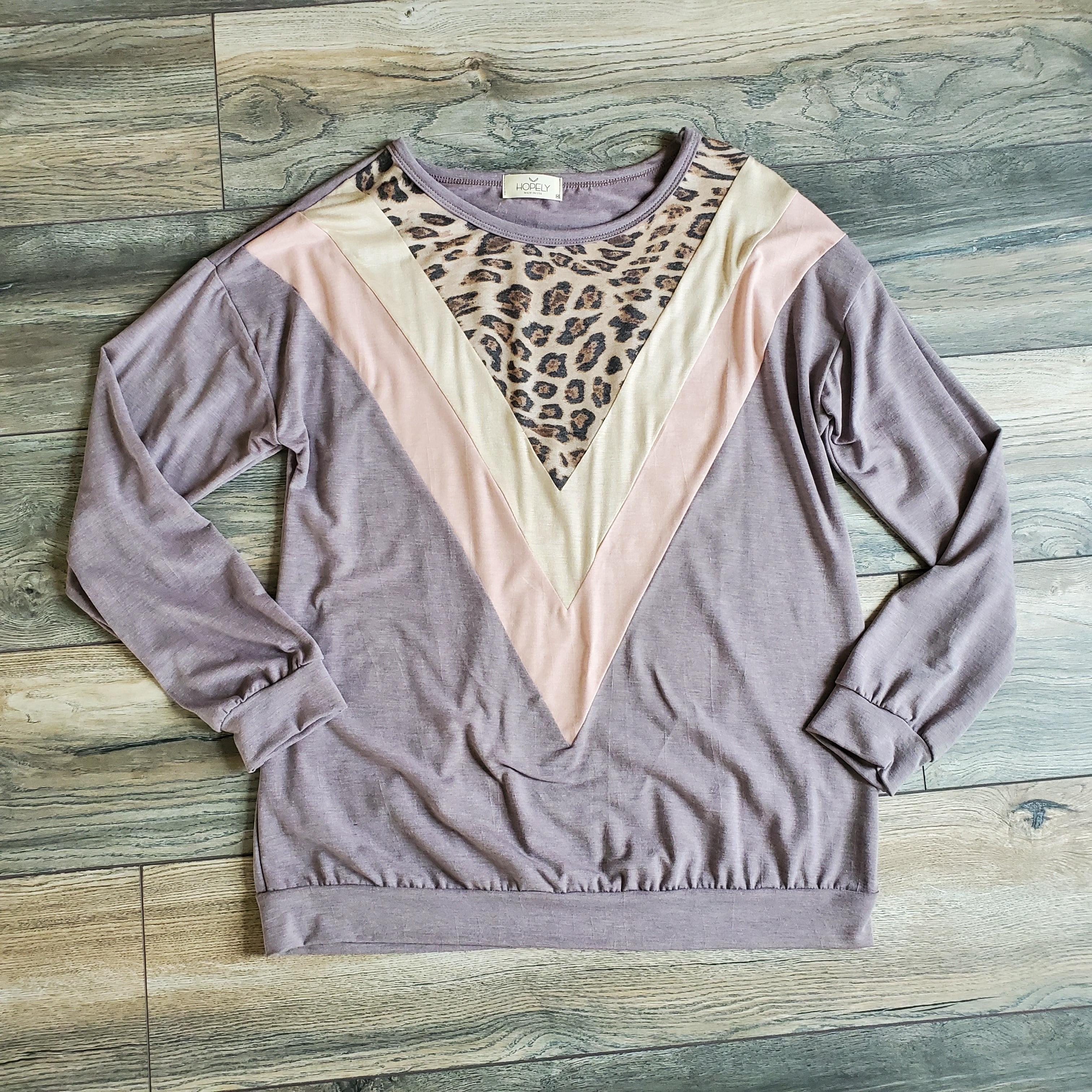 Chevron Color Block Animal Print Long Sleeve
