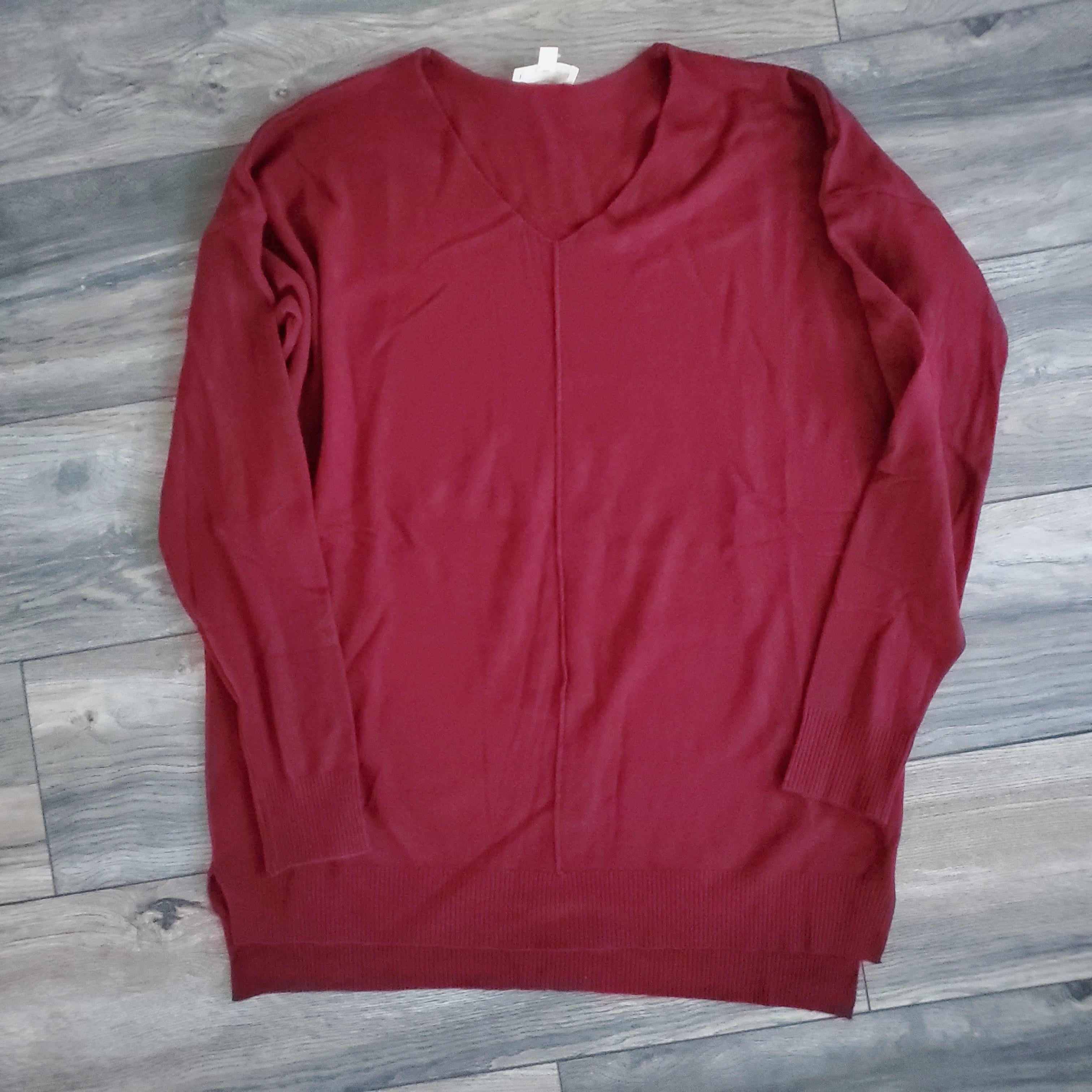 V-Neck Long Line Sweater