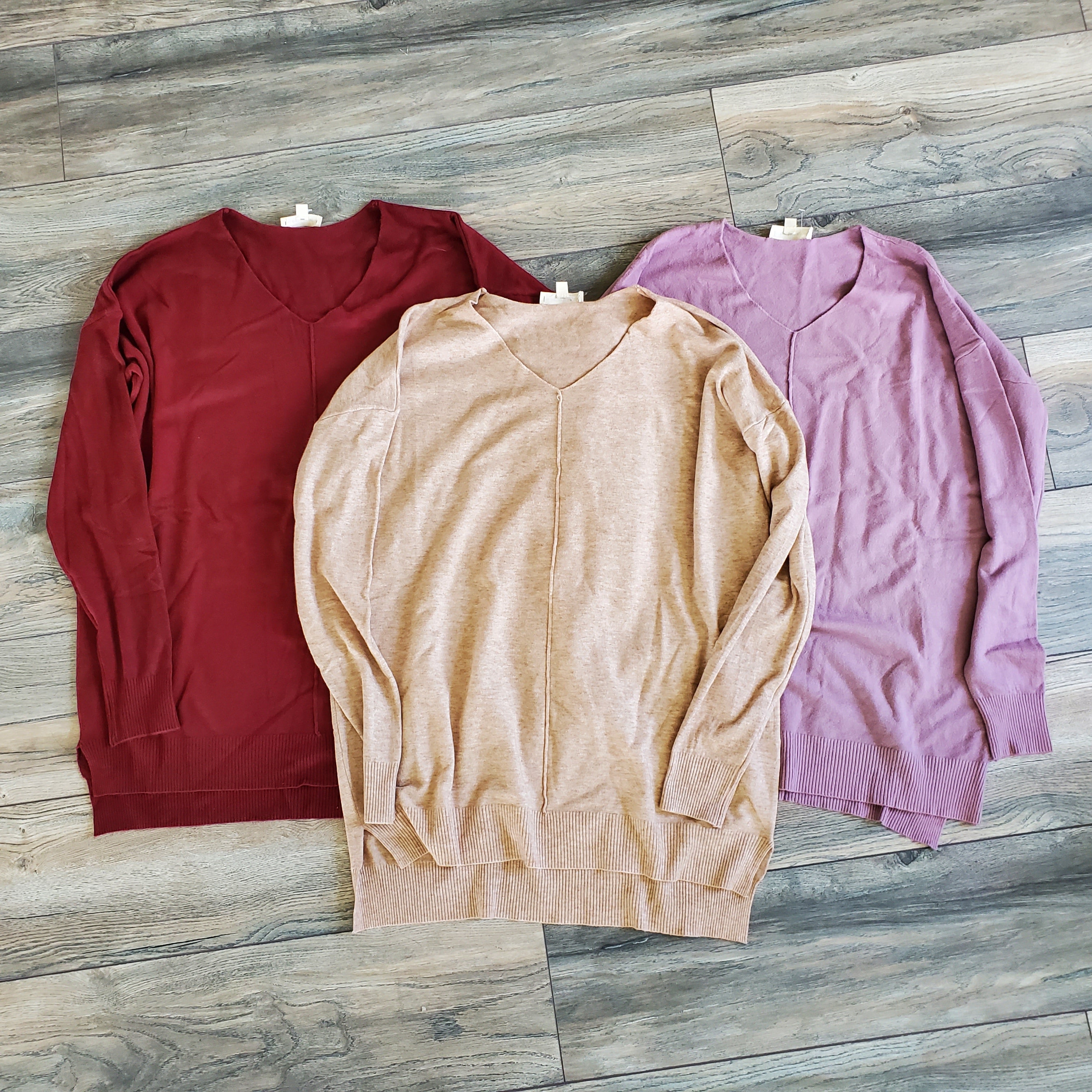 V-Neck Long Line Sweater