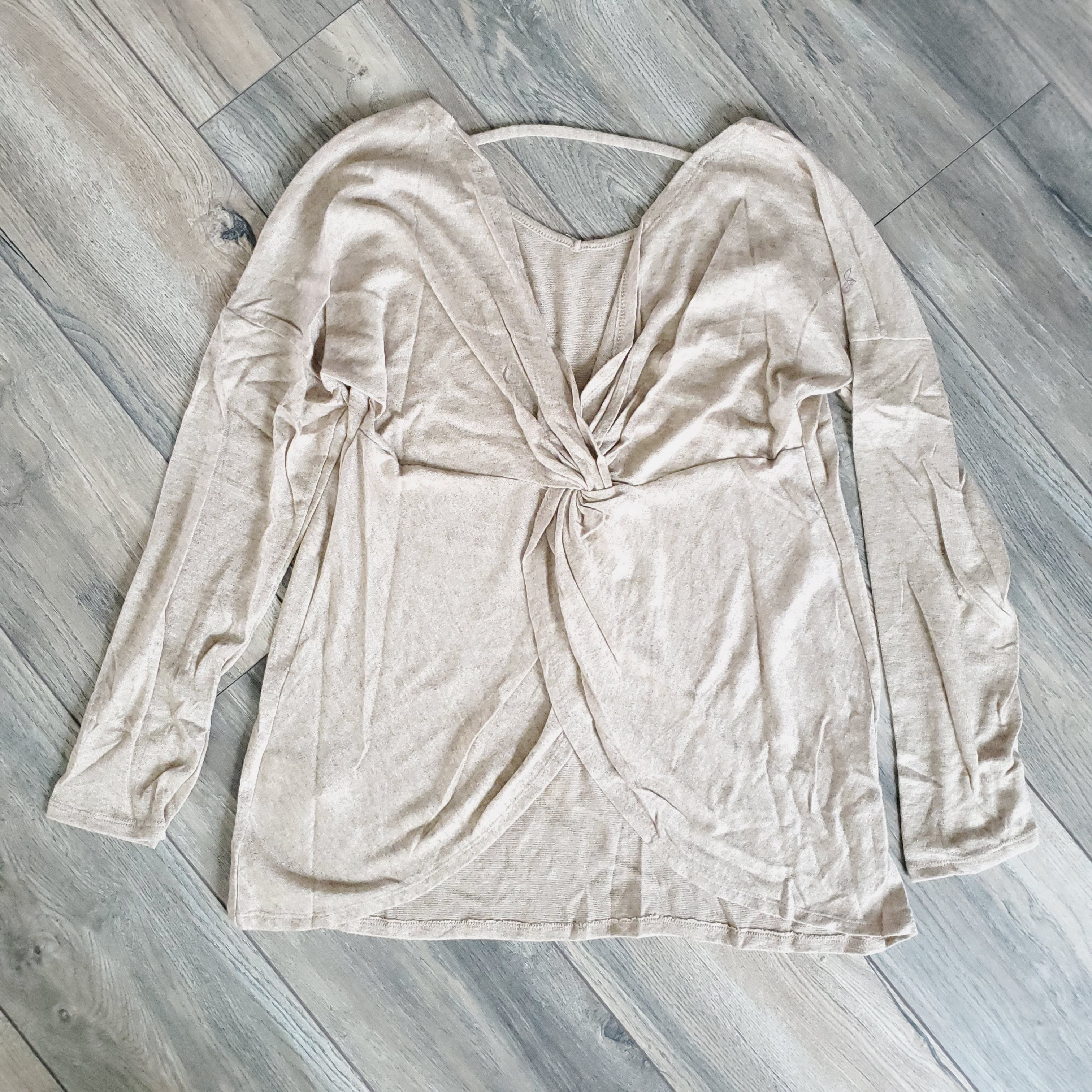 Faux Cashmere Long Sleeve Back Twist Sweater Top