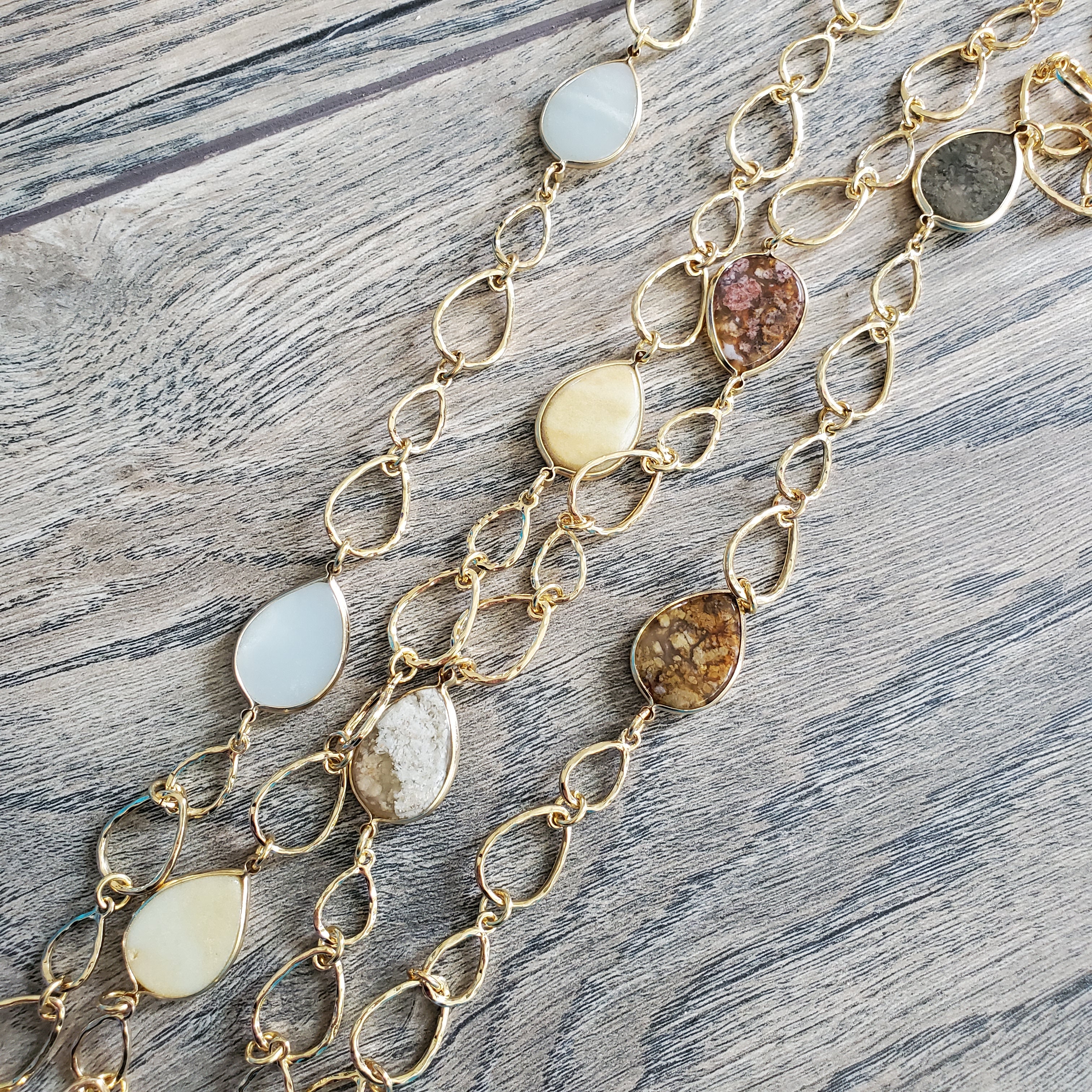 Natural Stone Teardrop Necklace