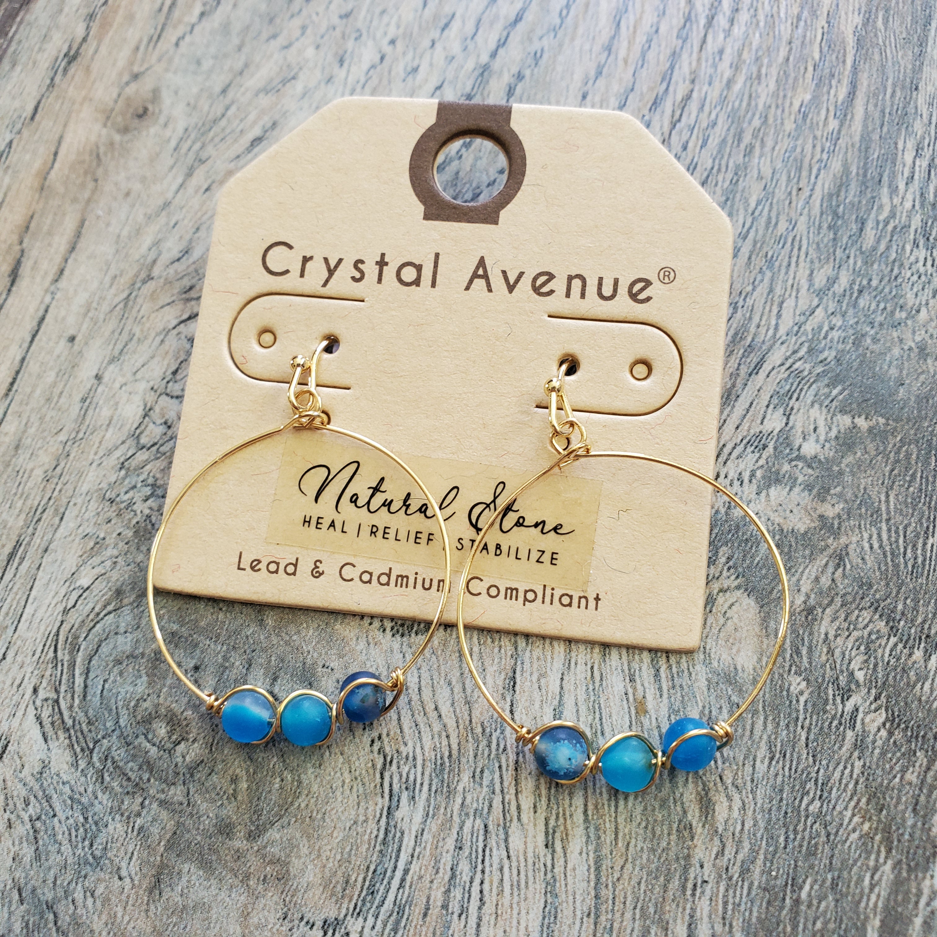 Natural Stone Horseshoe Hoop Earrings