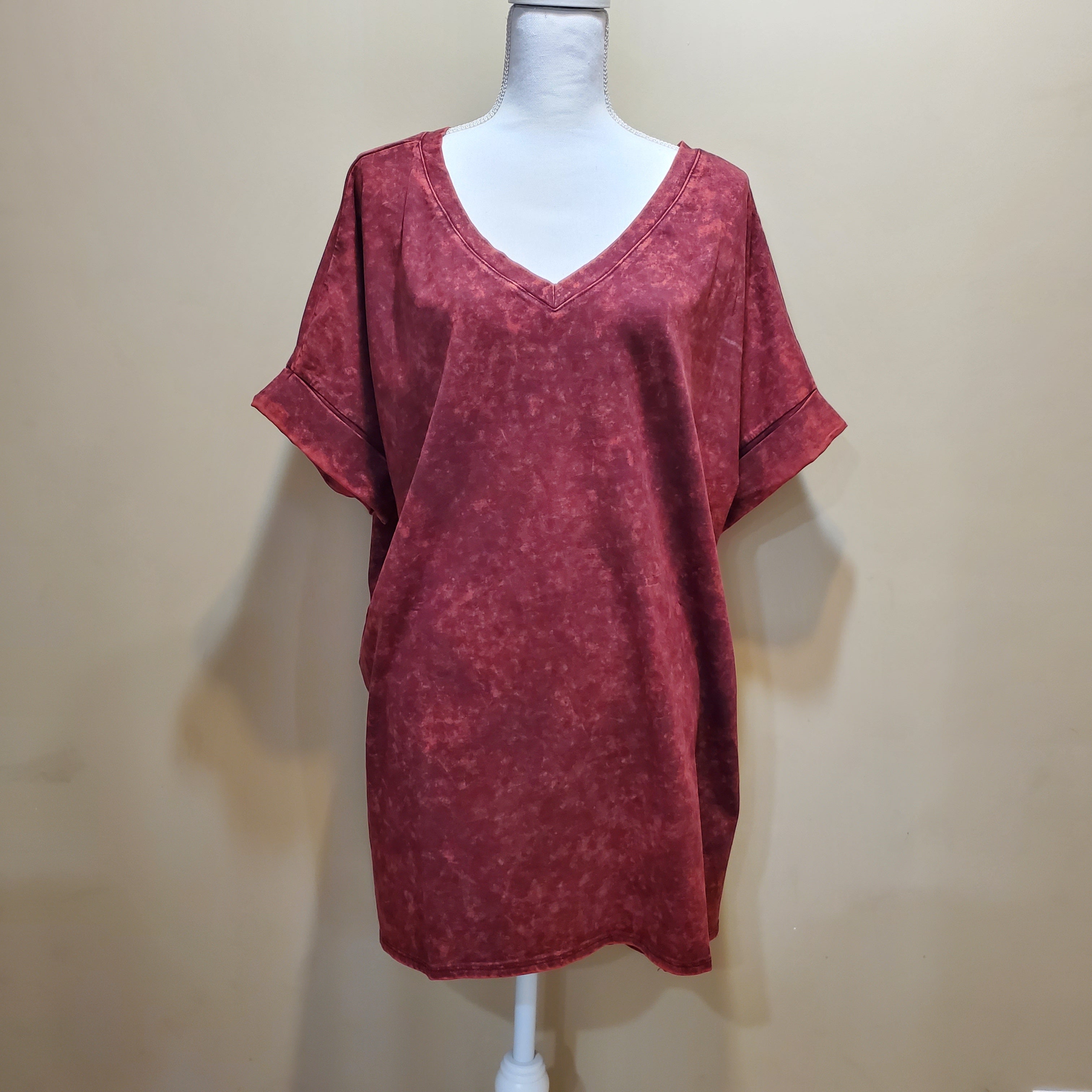 + Mineral Washed Maroon Top