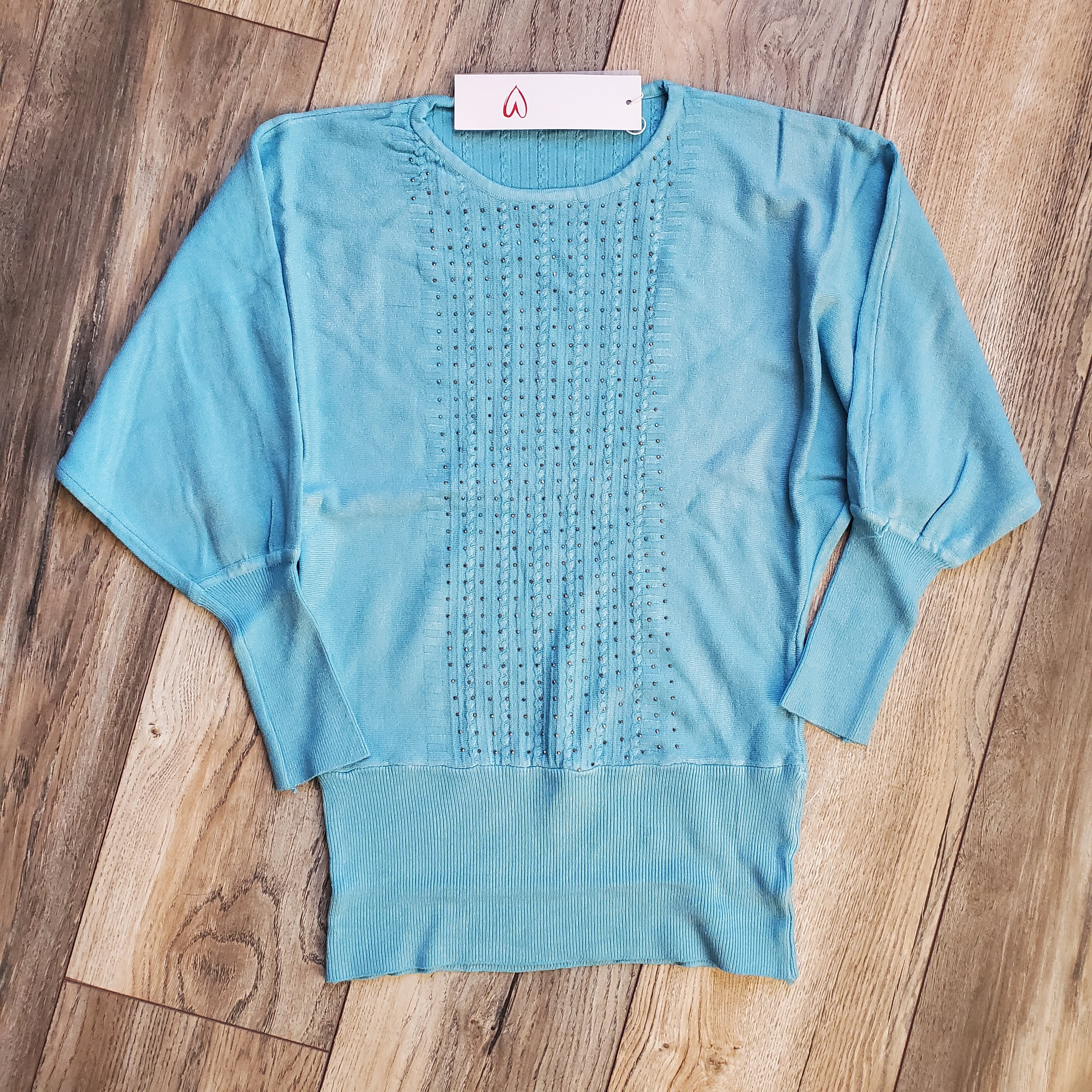 Rhinestone Rib Knit Sweater