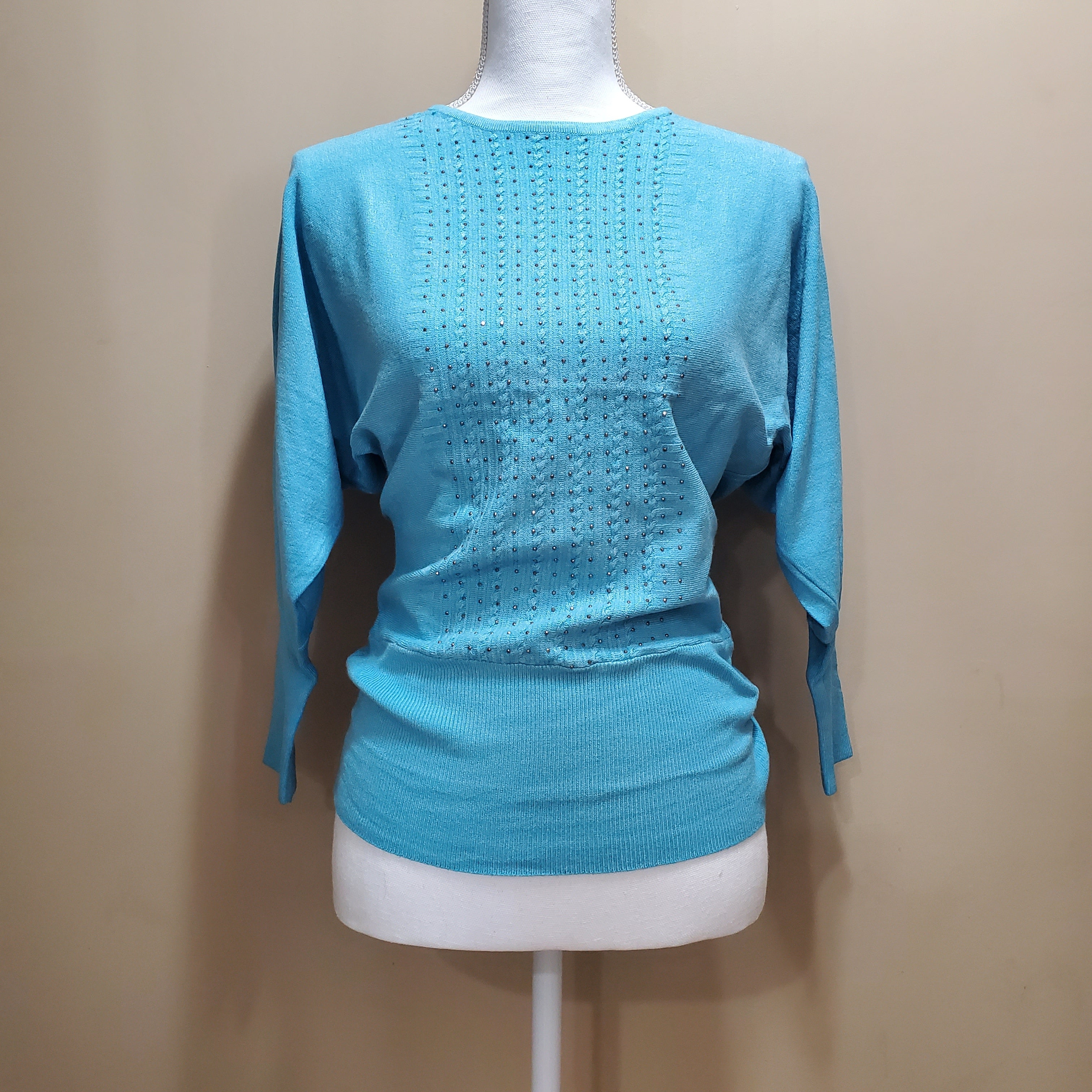 Rhinestone Rib Knit Sweater