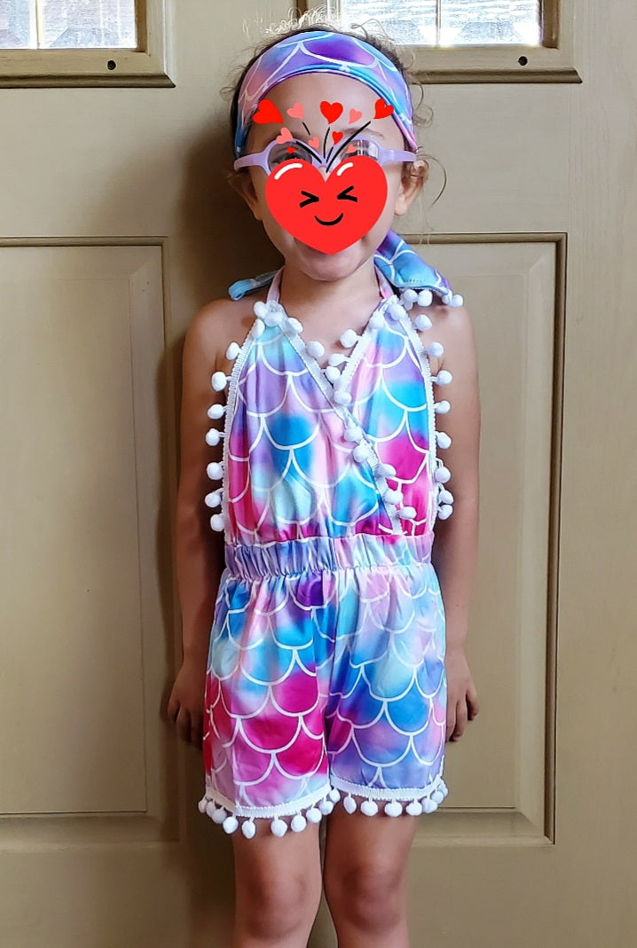 Mermaid Pom Pom Romper (Littles)