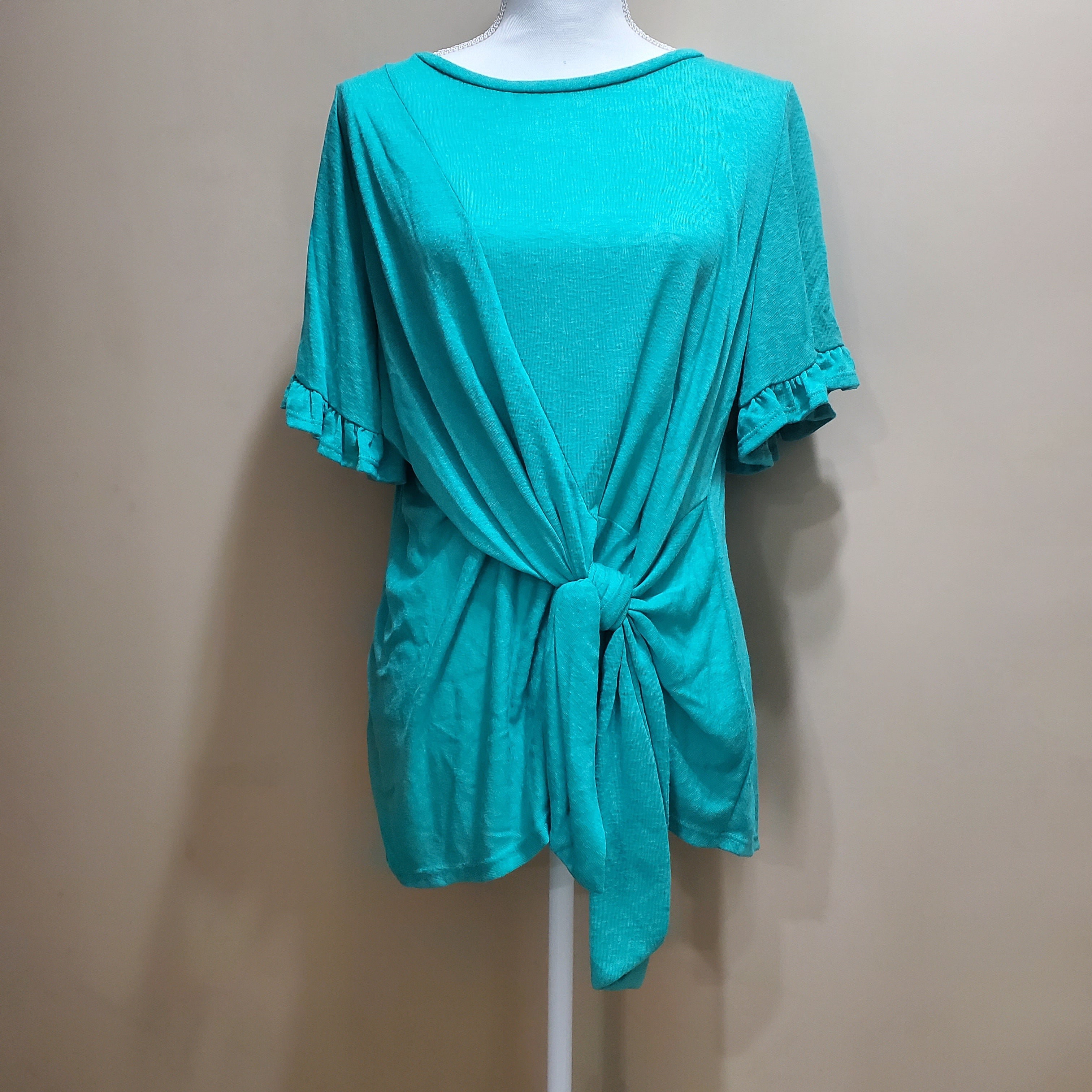 Teal Front Tie Top
