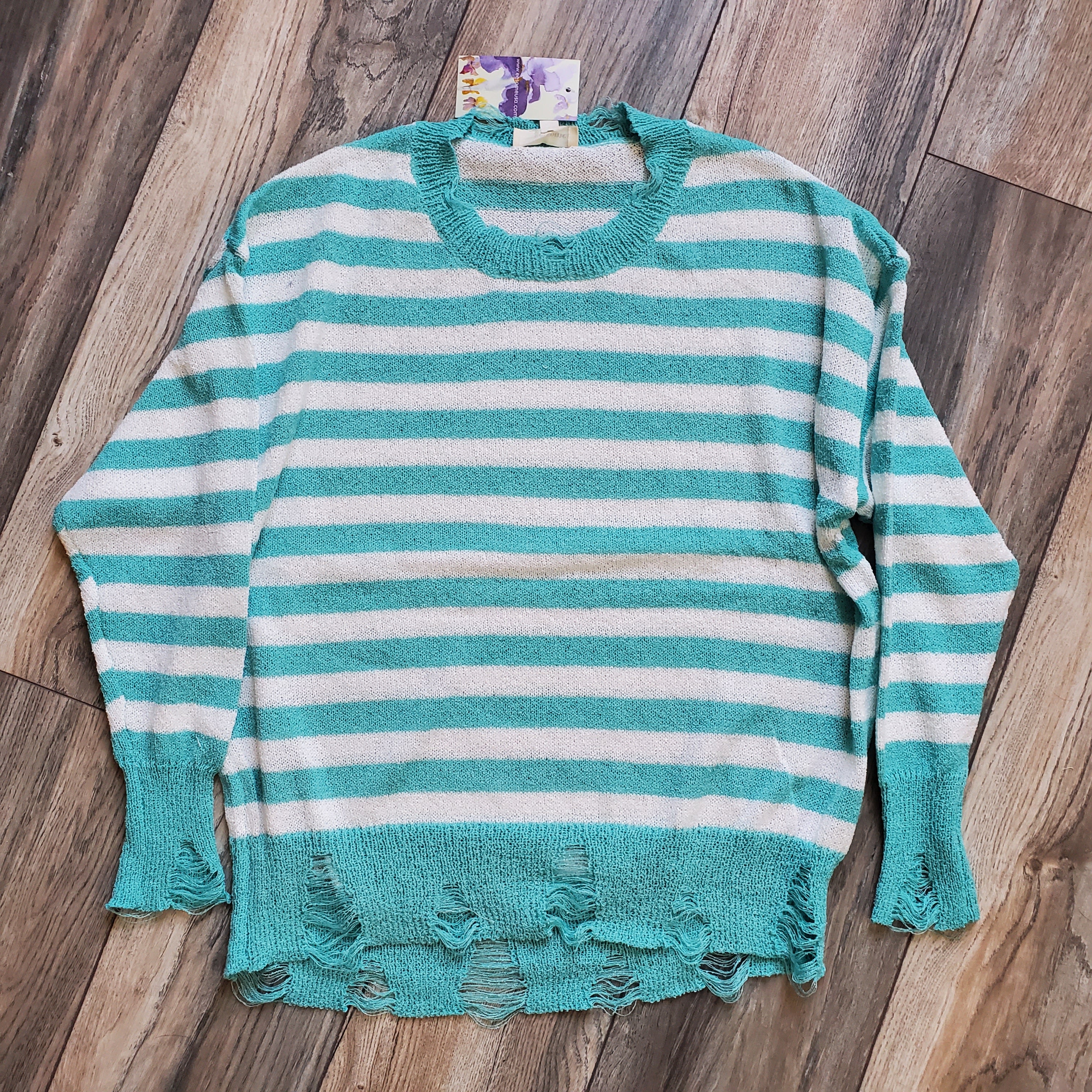 Distressed Striped Sweater