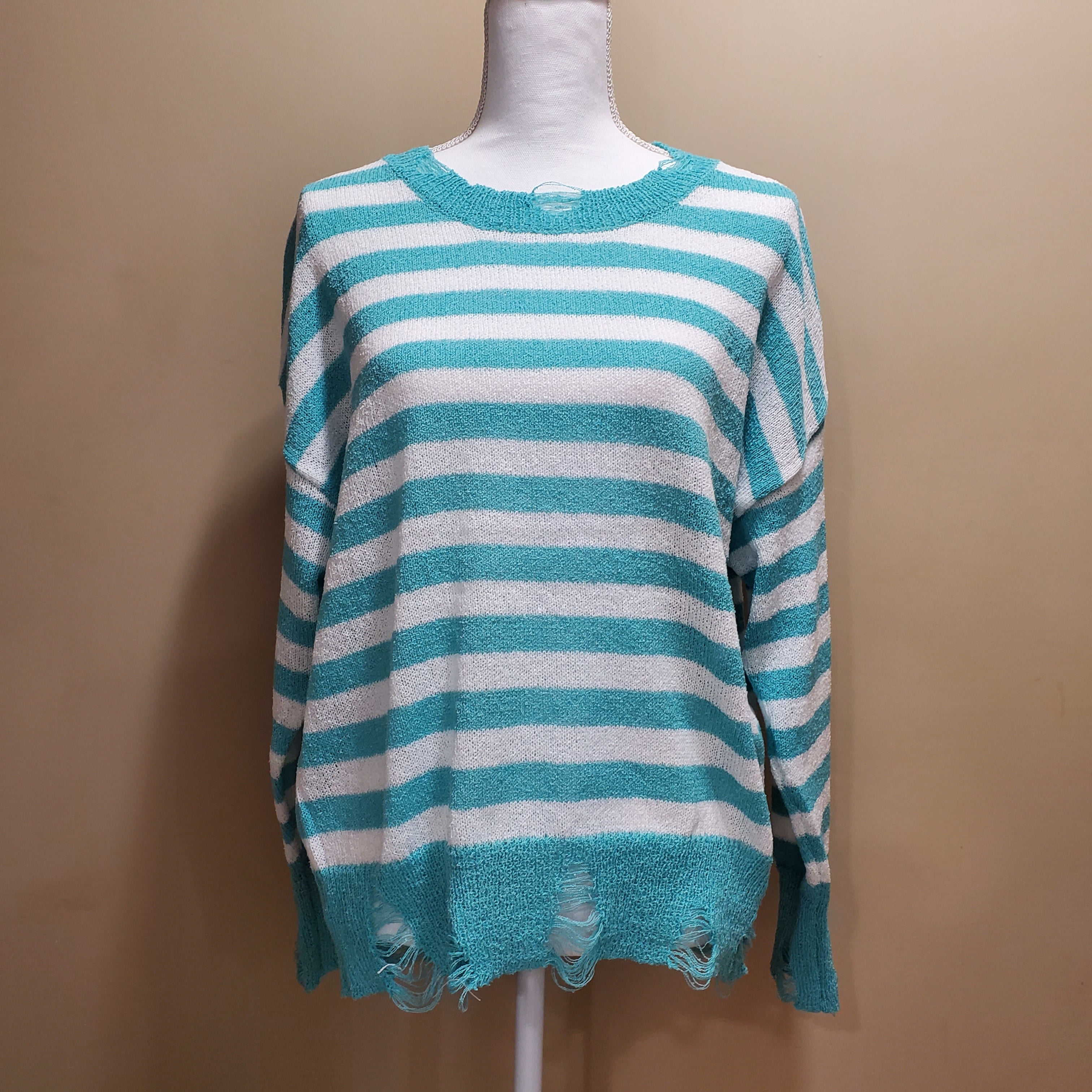 Distressed Striped Sweater