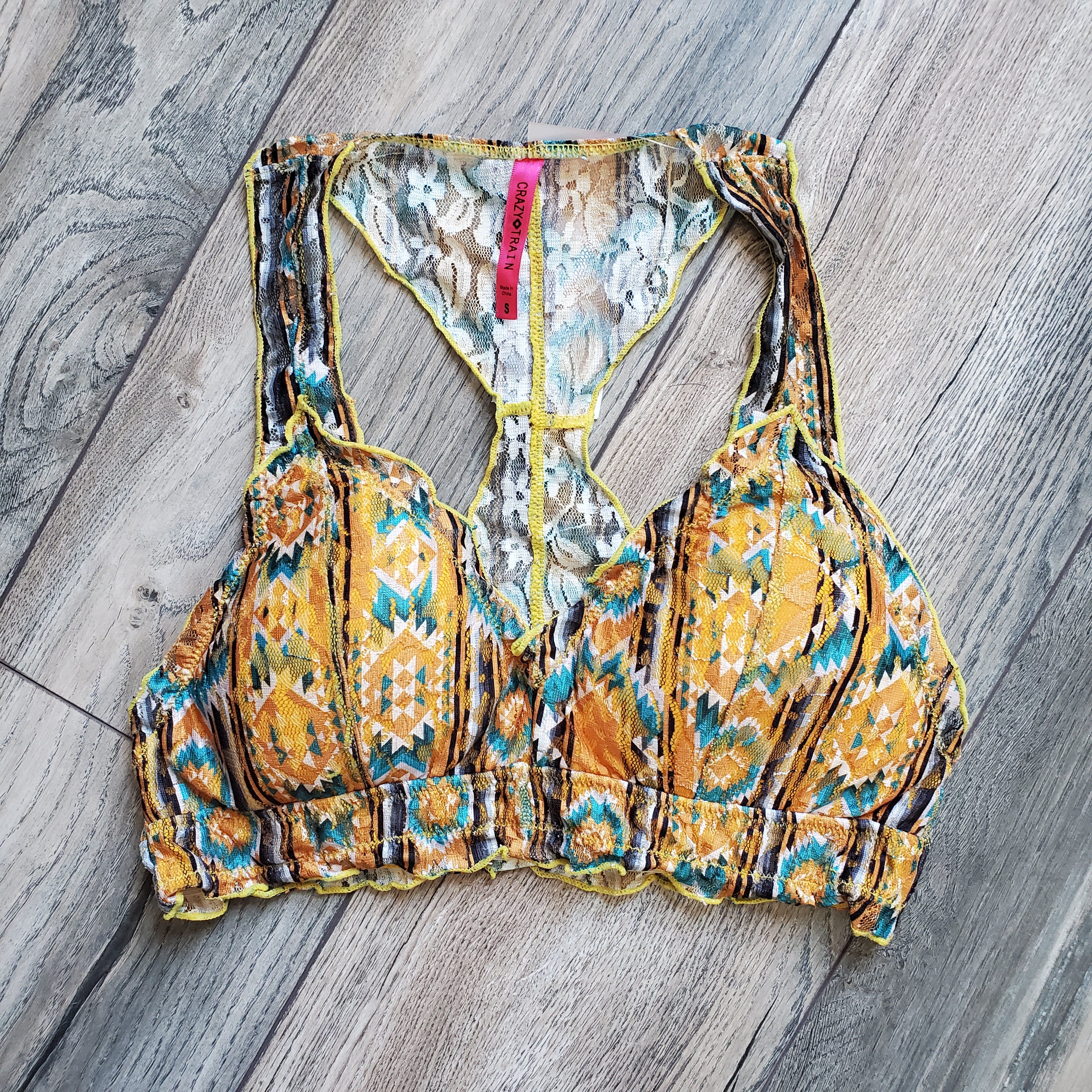 Boho Bralette ** Mustard Aztec