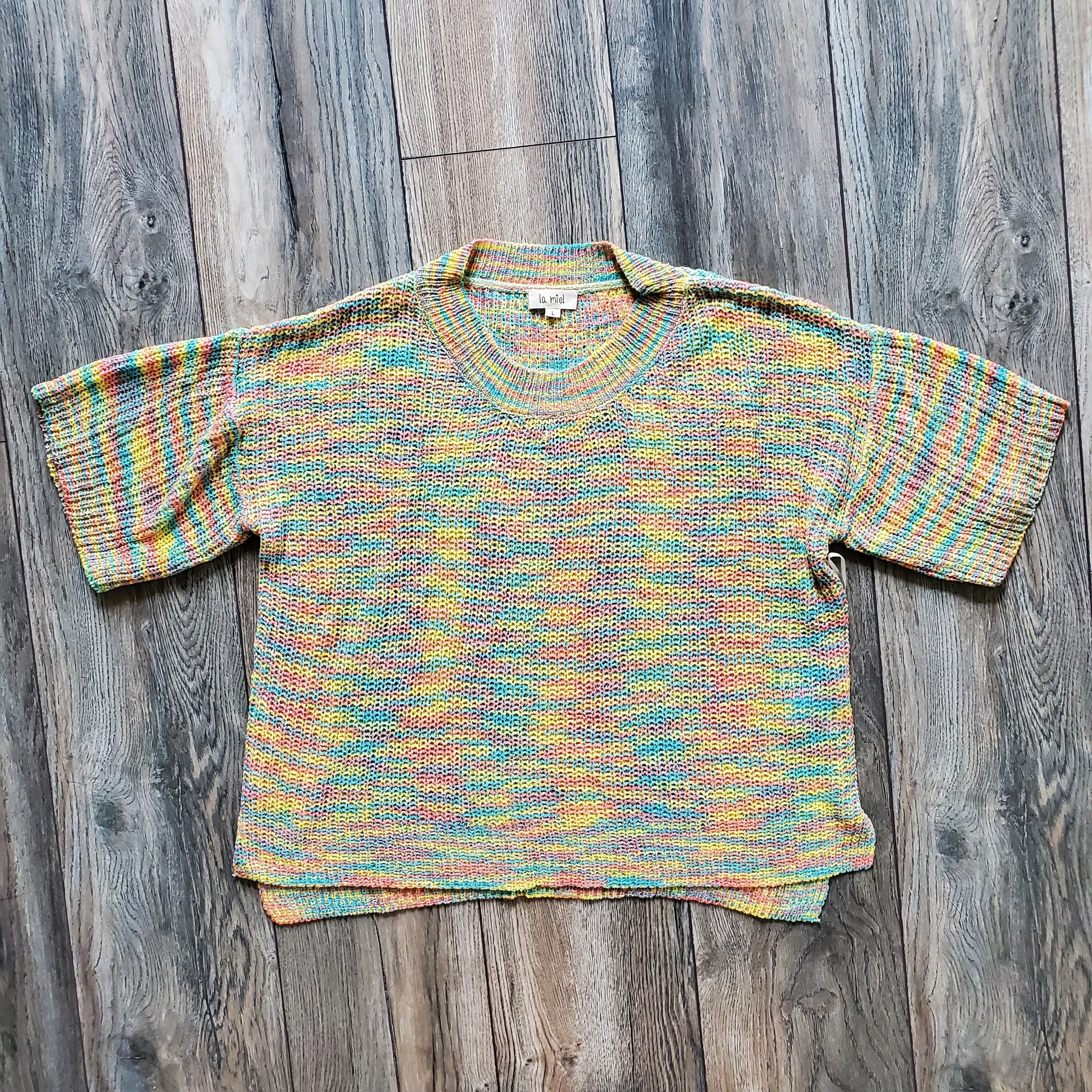 Multi Color Short Sleeve Sweater