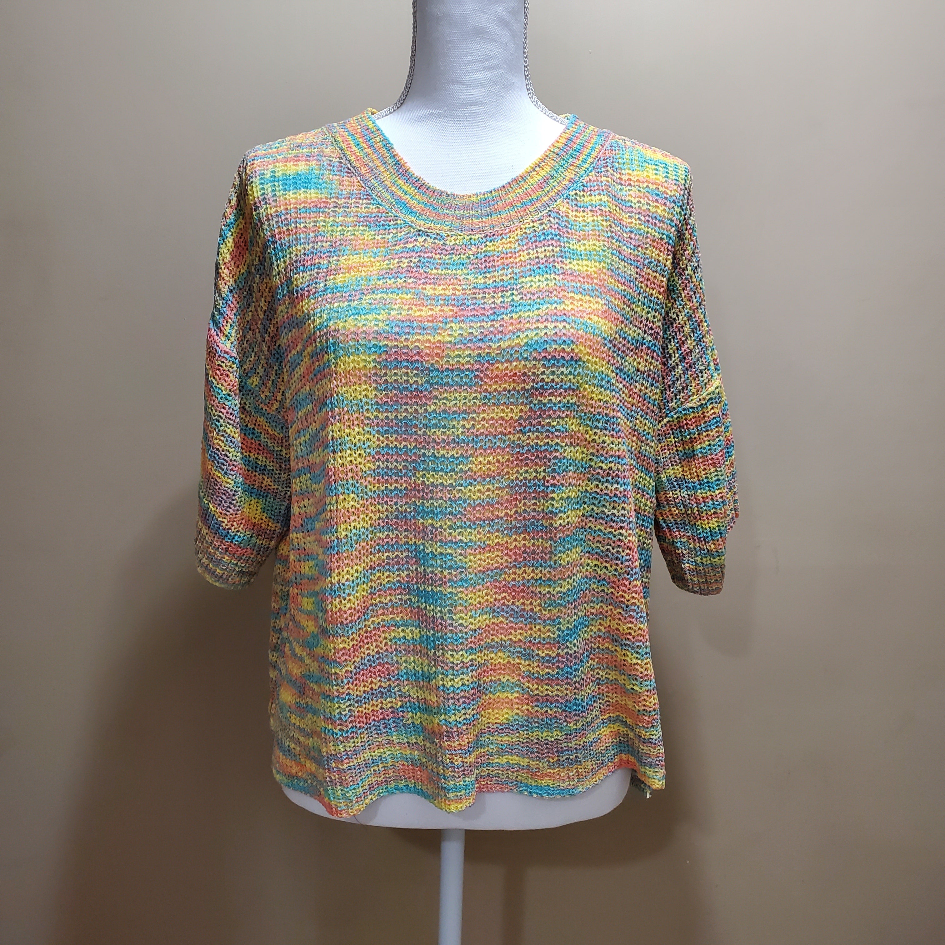 Multi Color Short Sleeve Sweater