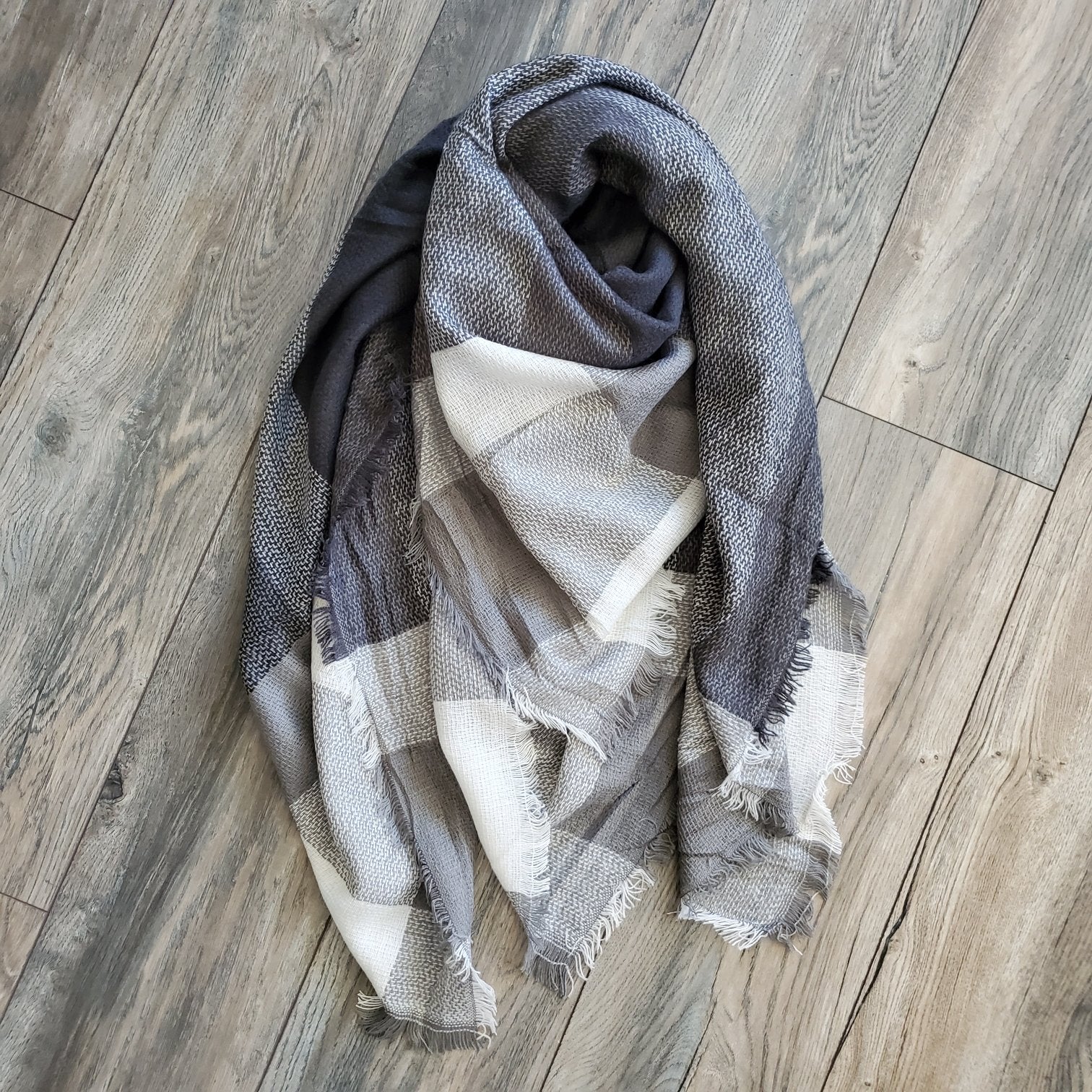 Blanket Scarf - Grey Block
