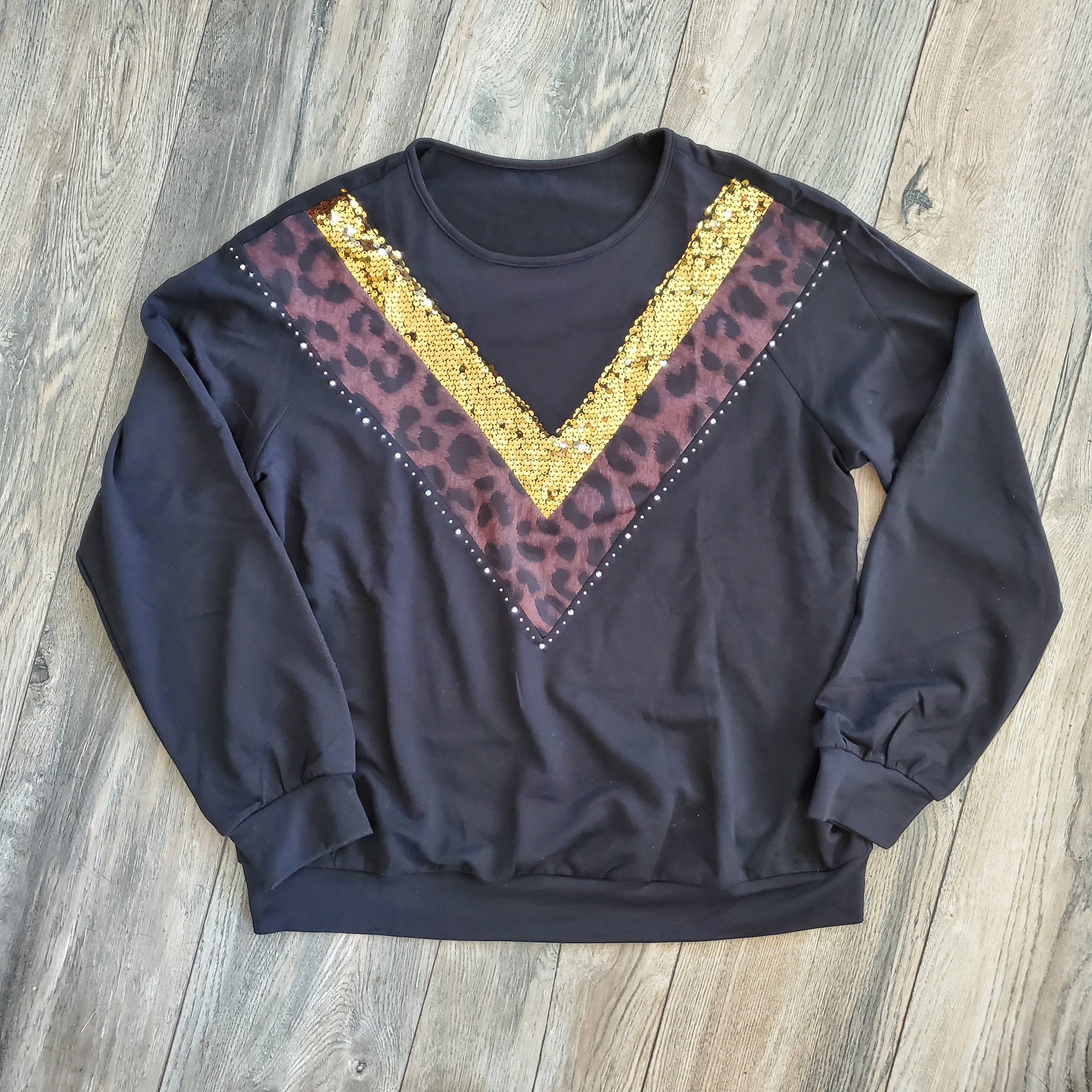 Sequin Chevron Long Sleeve Top
