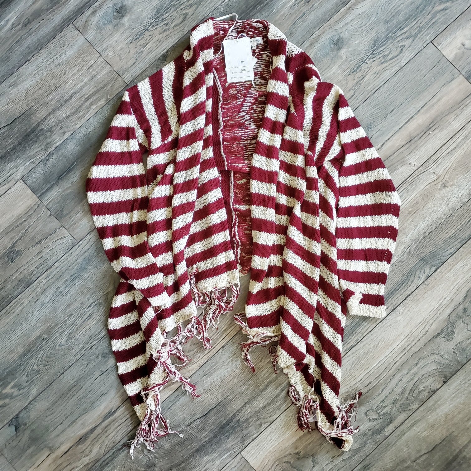 Striped Fringe Cardigan
