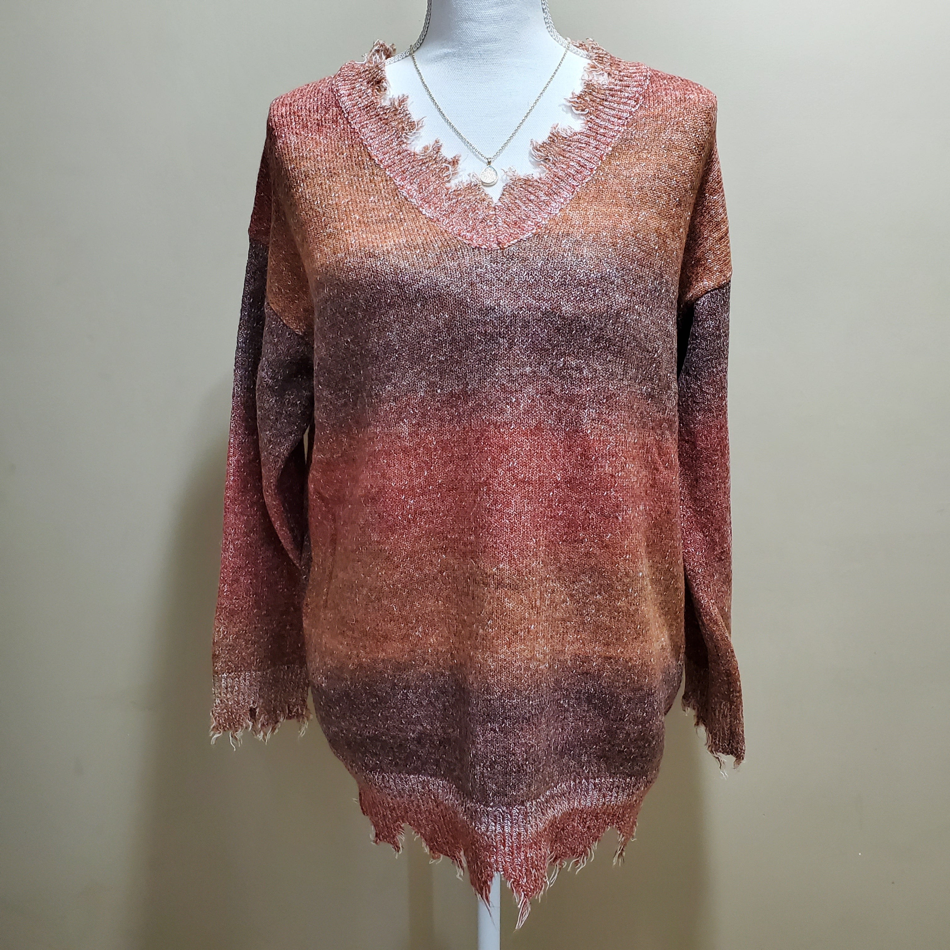 Distressed Hem Sweater