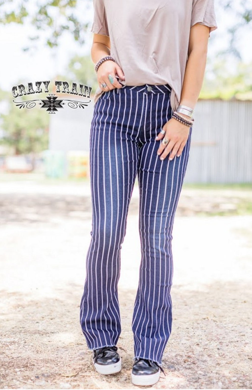 Pinstripe Flare Jean