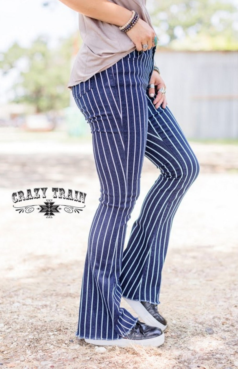 Pinstripe Flare Jean