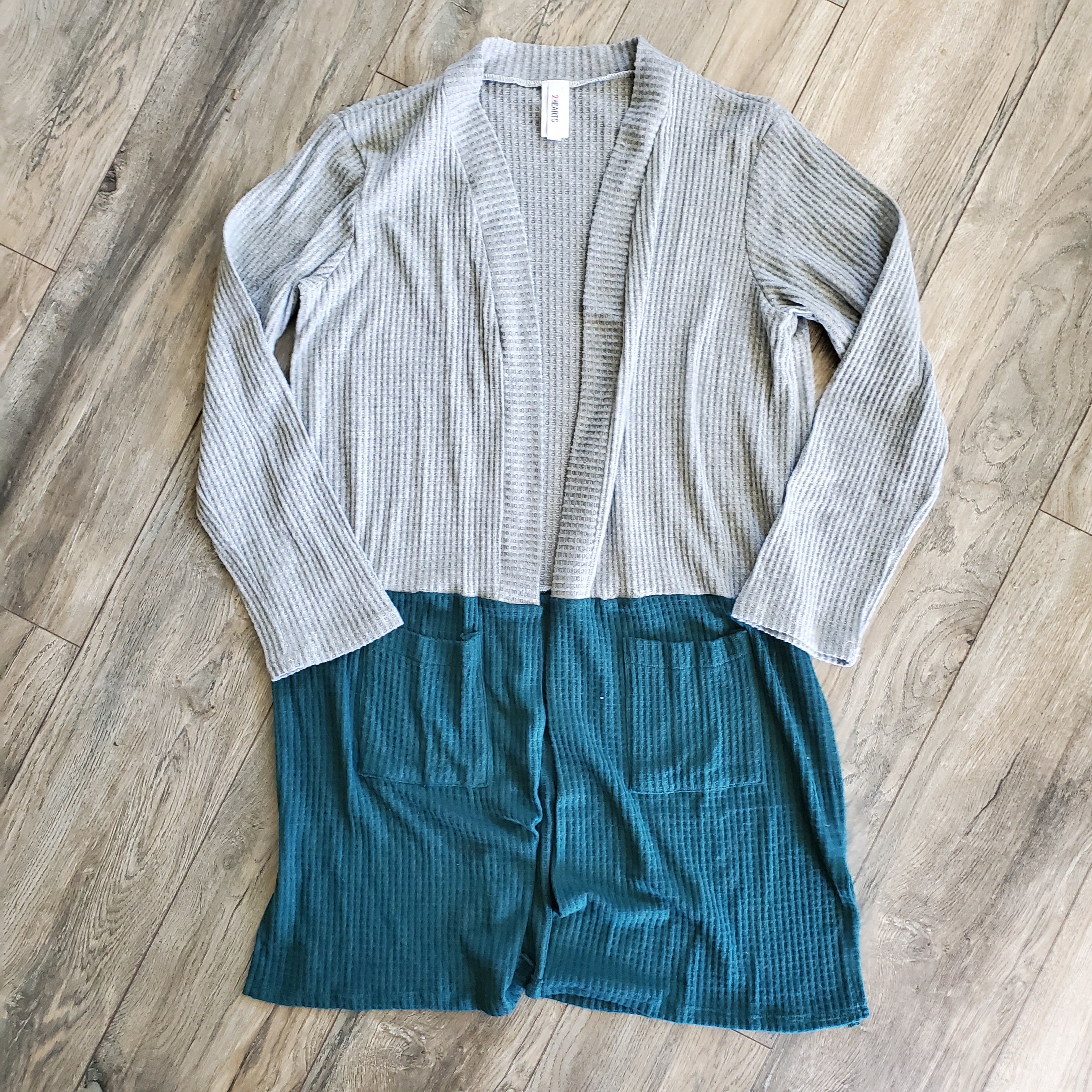 Color Block Waffle Cardigan