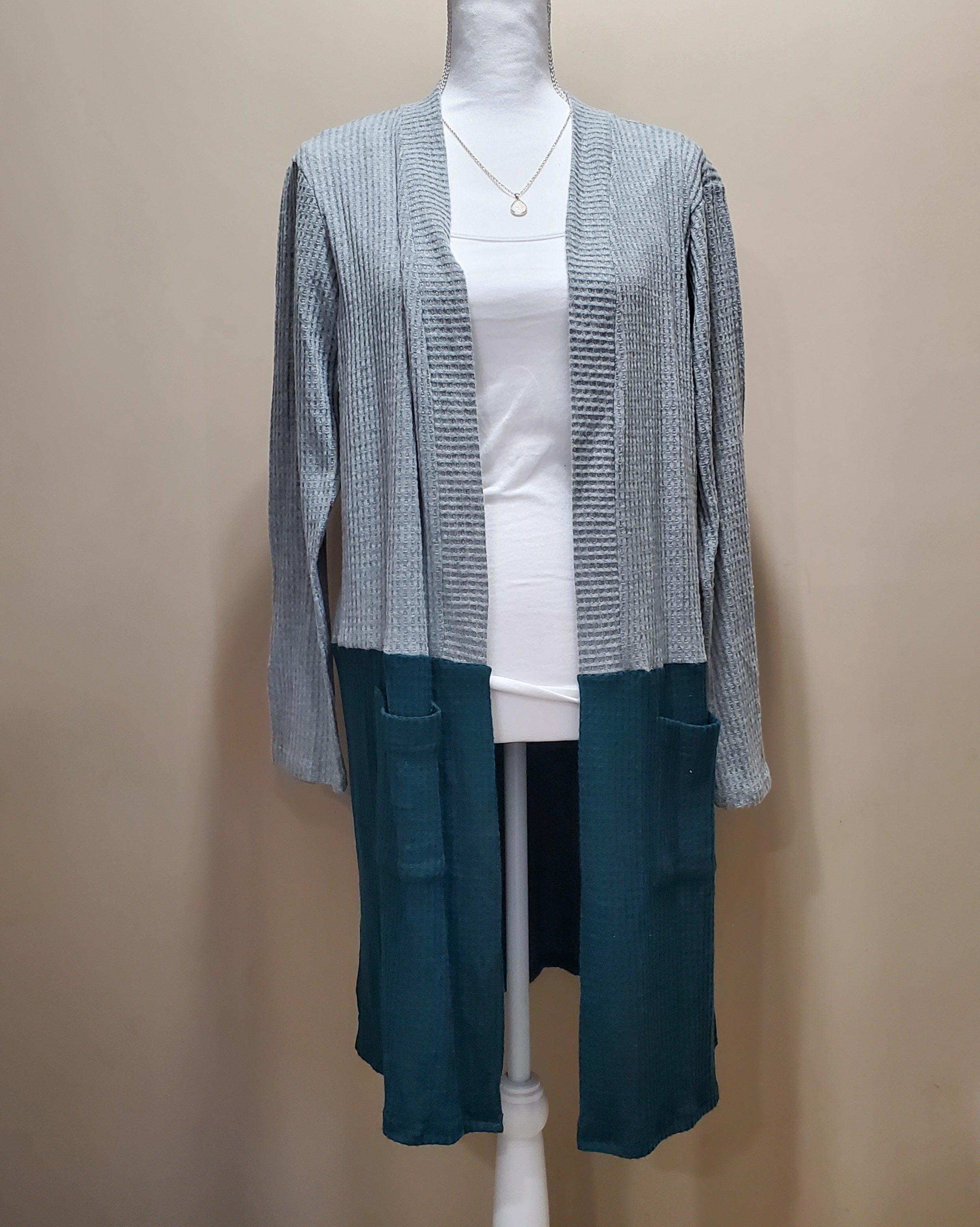 Color Block Waffle Cardigan