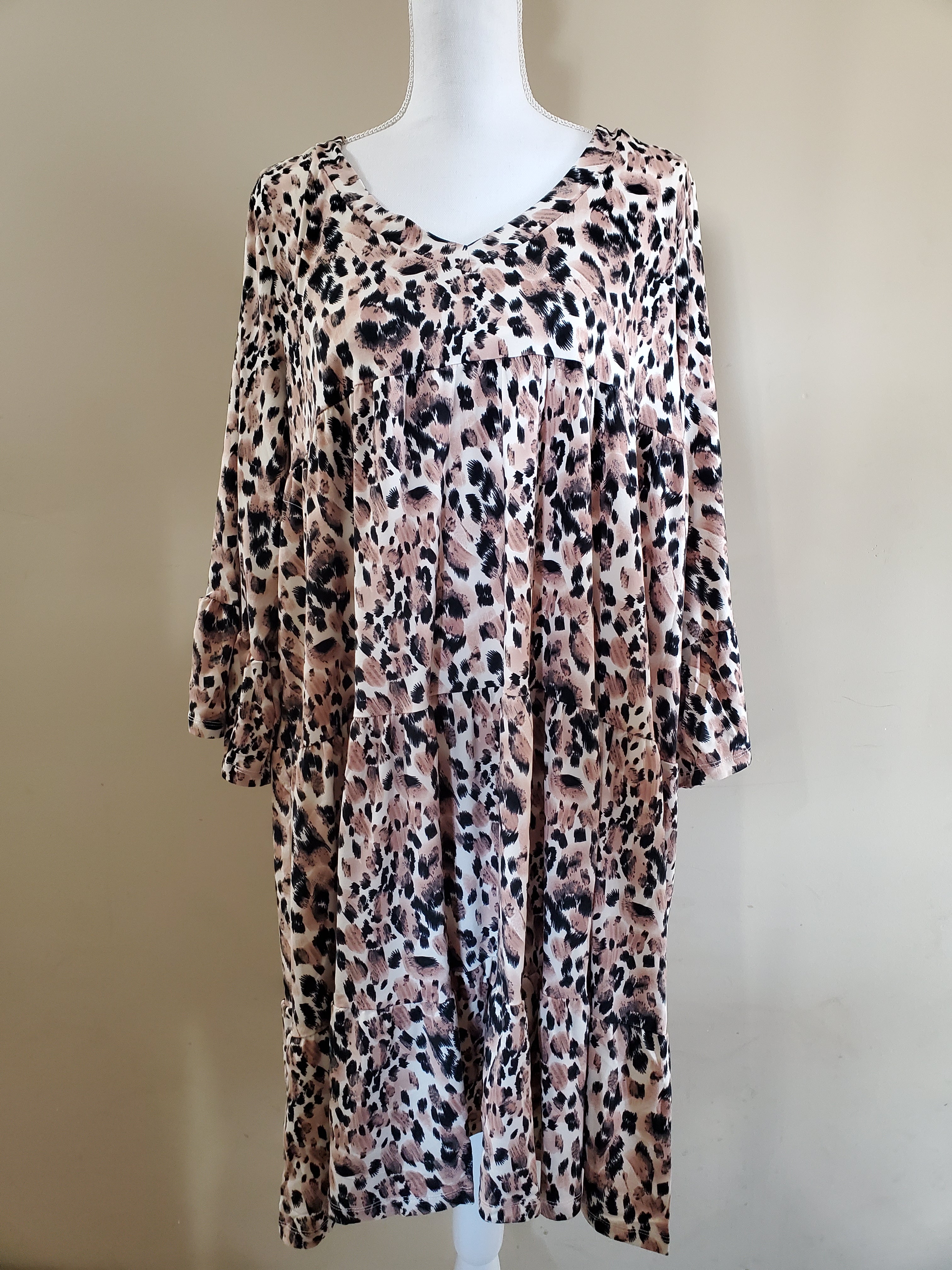 + V-Neck Tiered Ruffle Dress