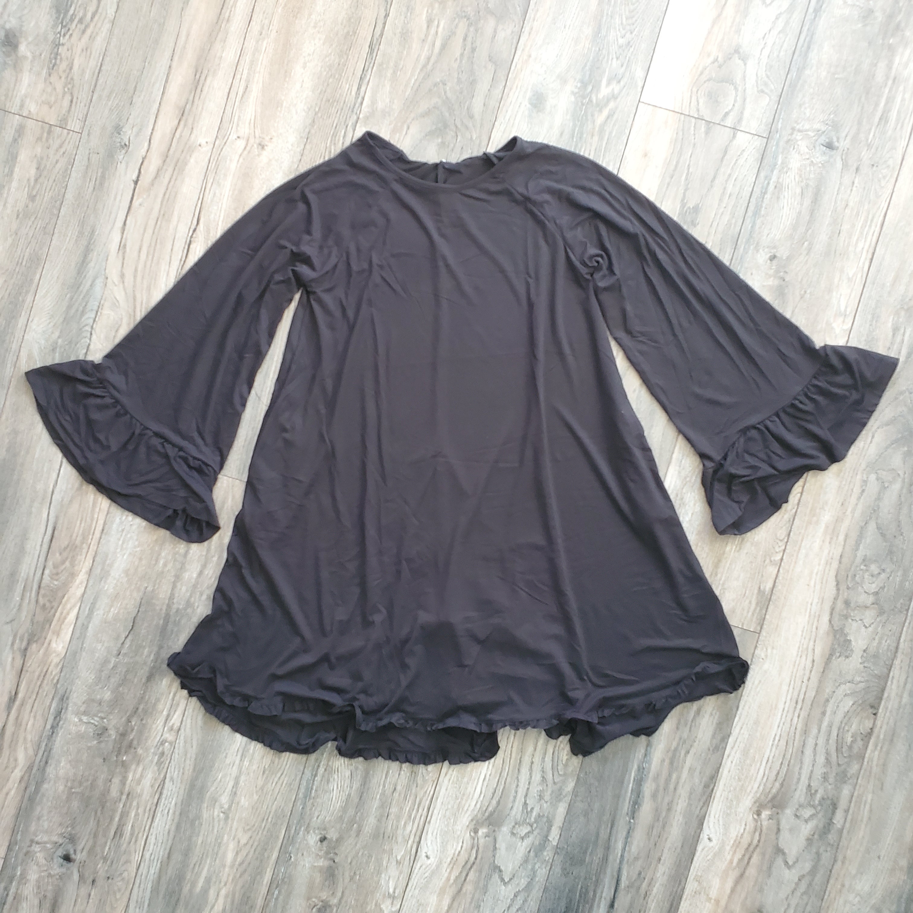 Ruffle Detail Long Sleeve Dress