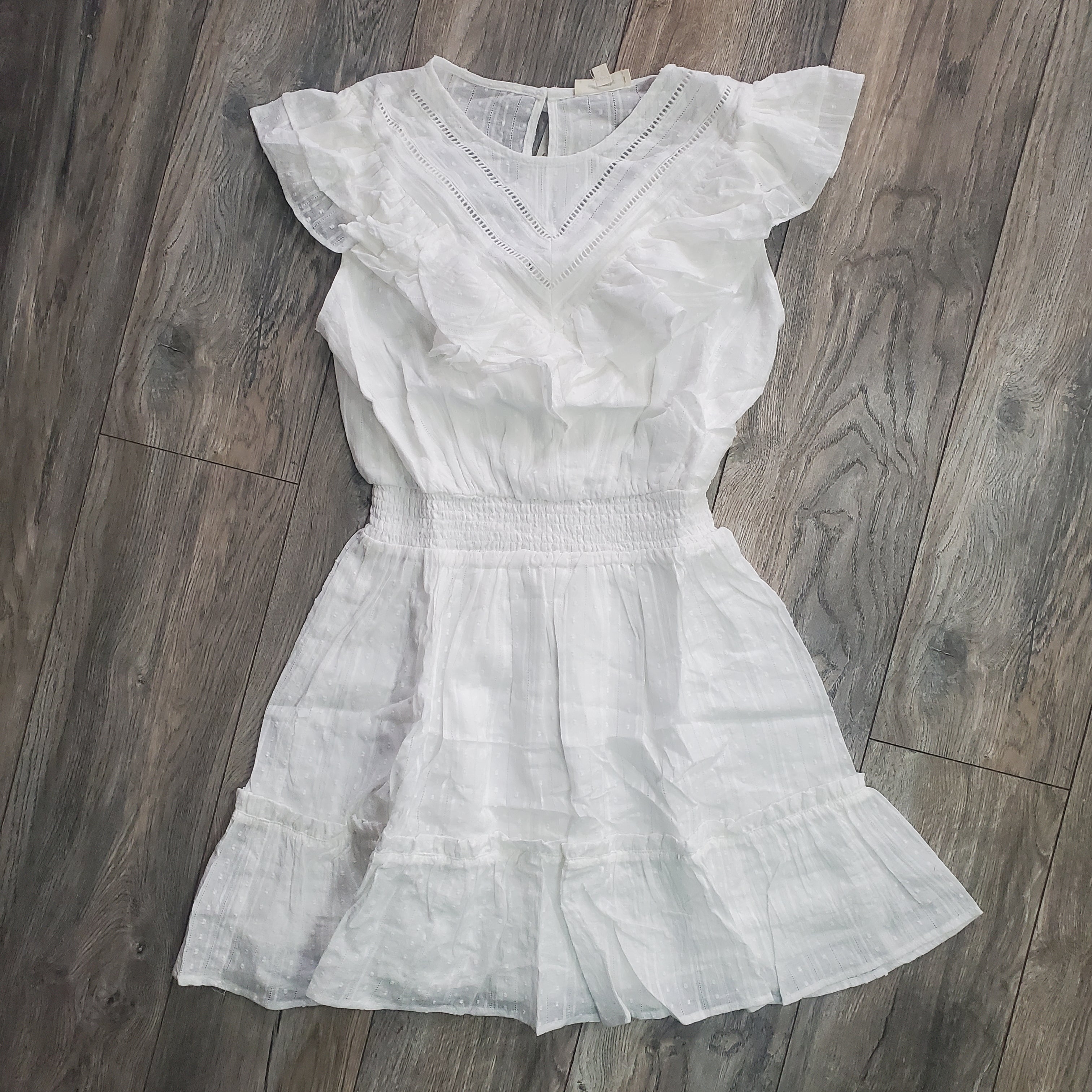 Pointelle Ruffle Mini Dress