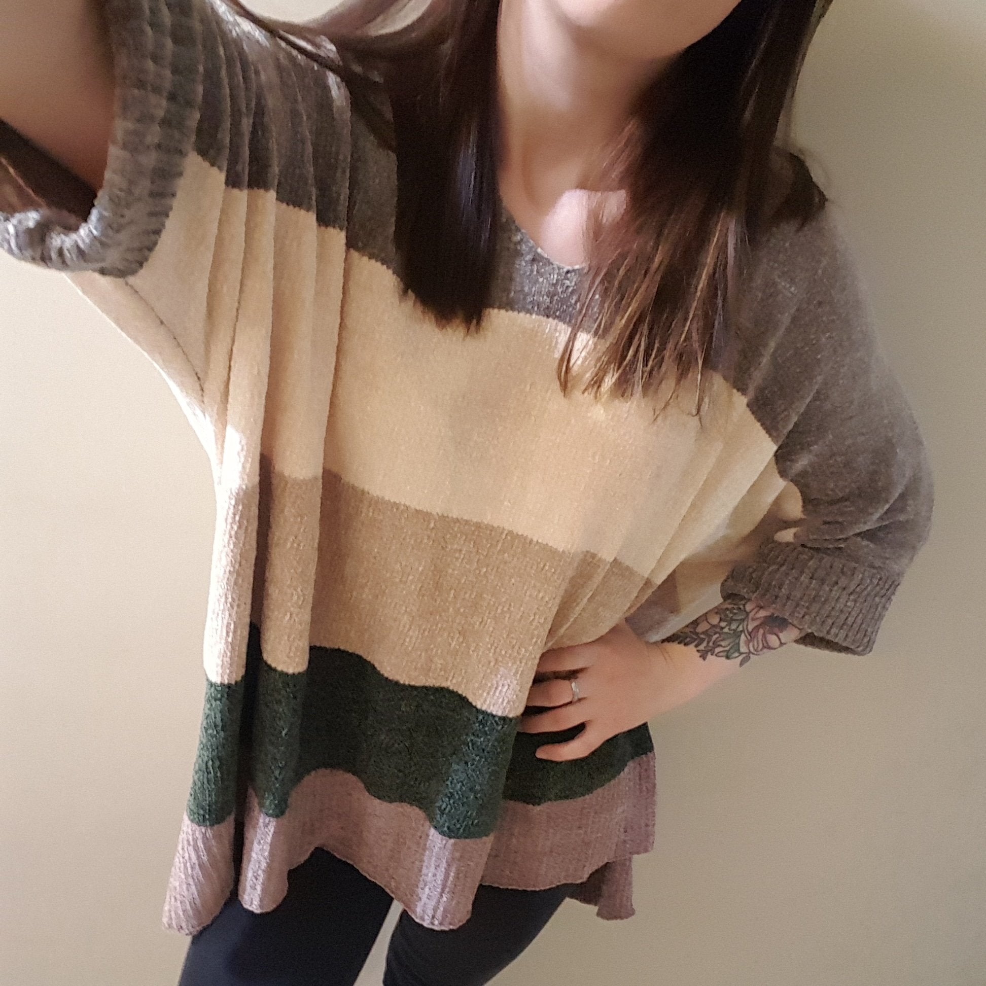Multi Stripe Colorblock Boyfriend Sweater