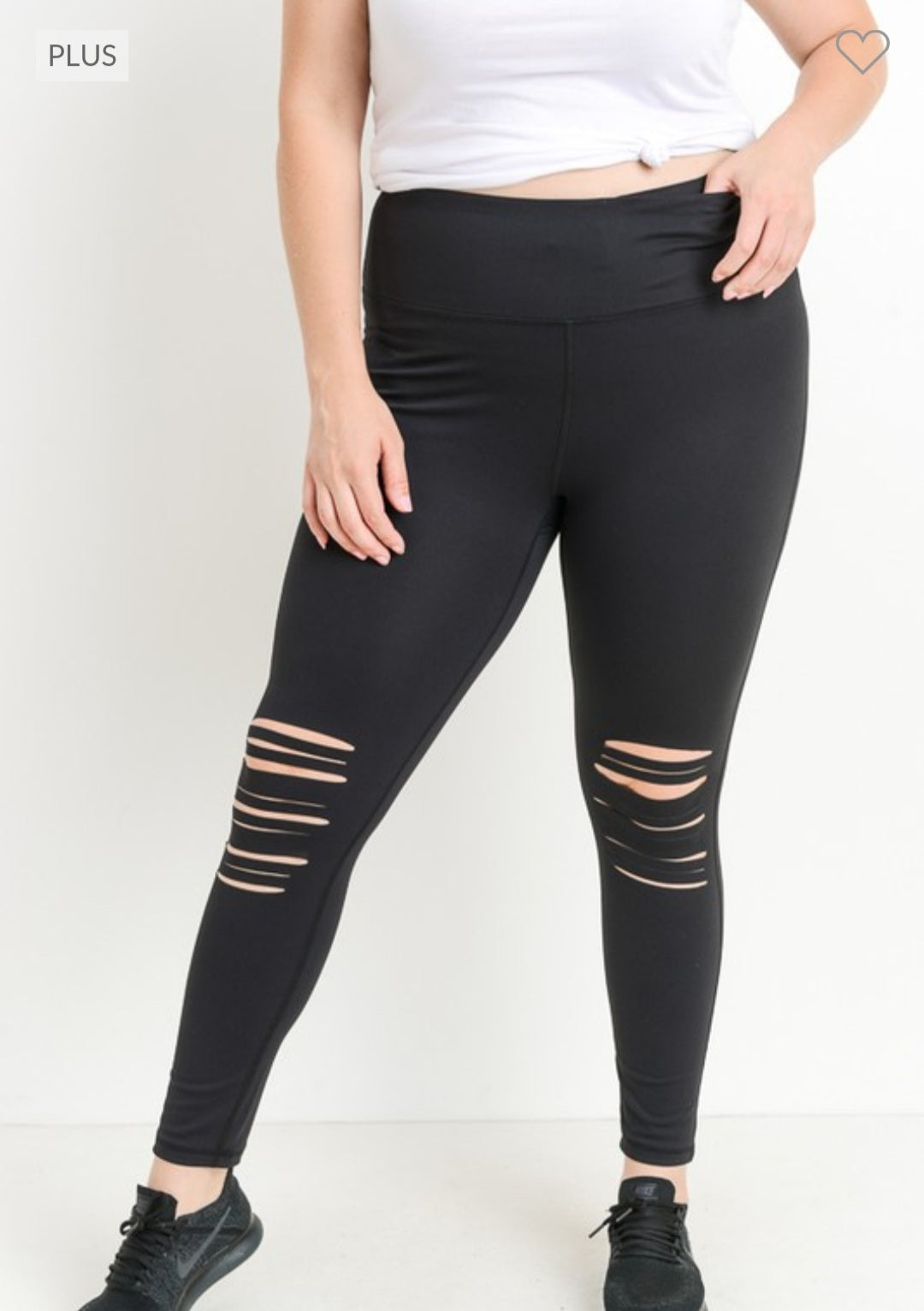 + Highwaist Shredded Knee Laser Cut Leggings