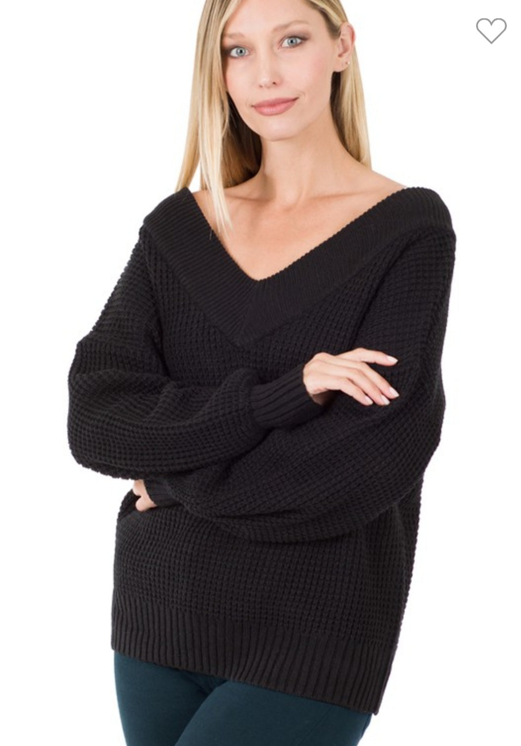 Wide Double V Neck Sweater