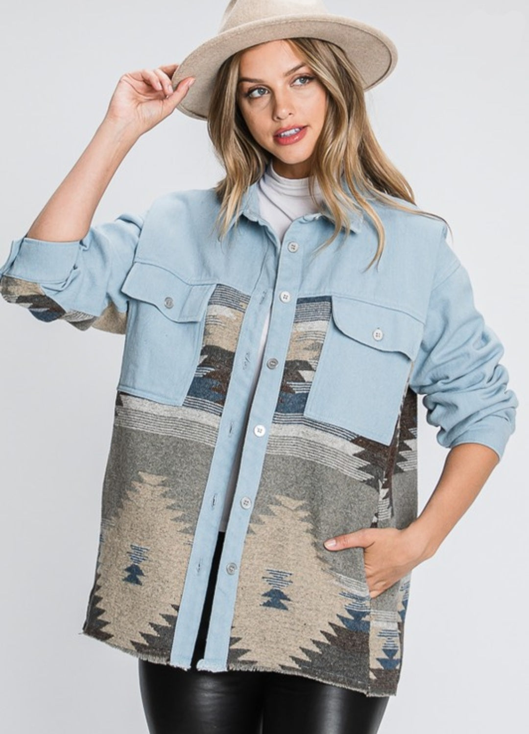 Denim Aztec Shacket