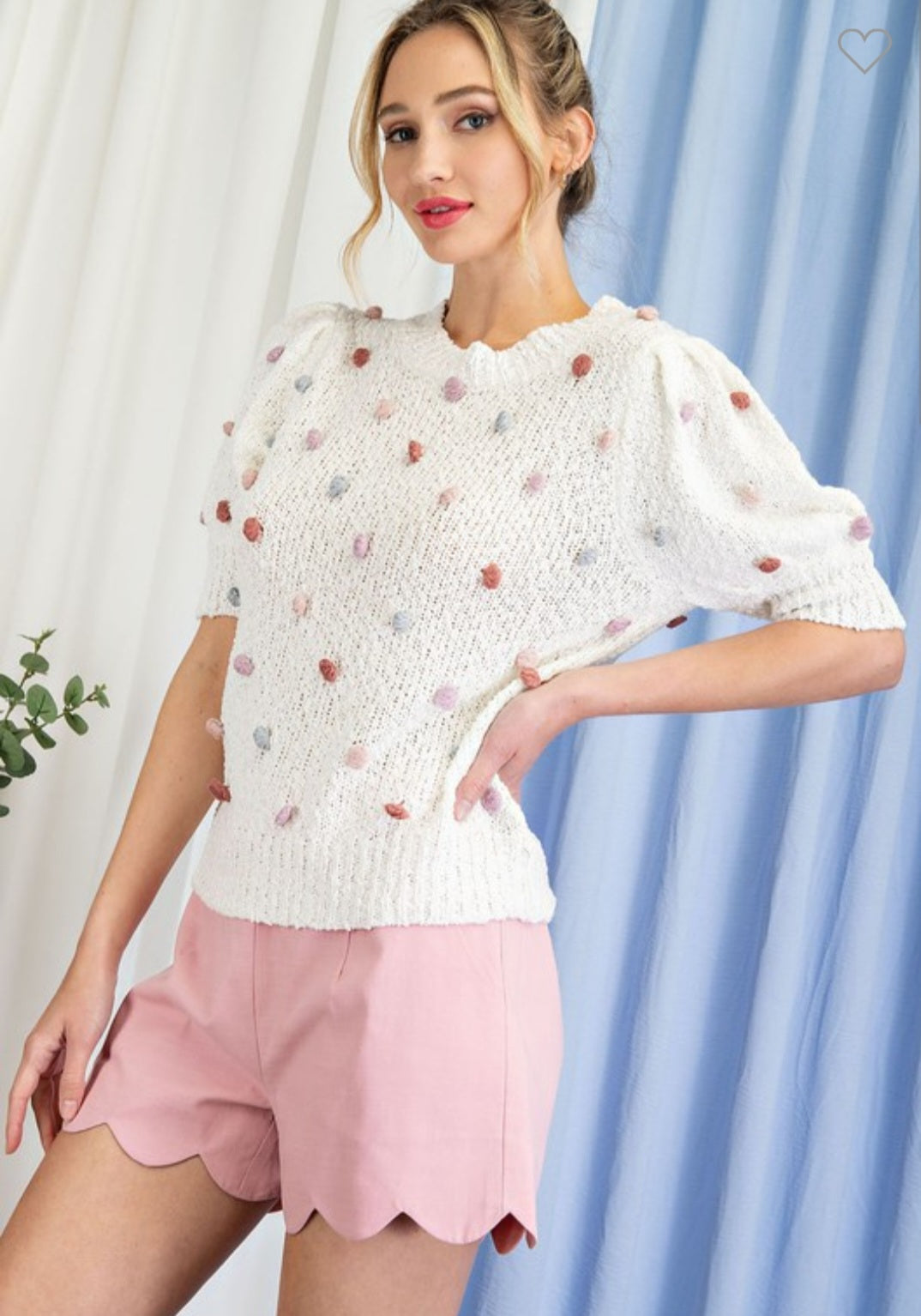 Tuft Dot Short Sleeve Sweater