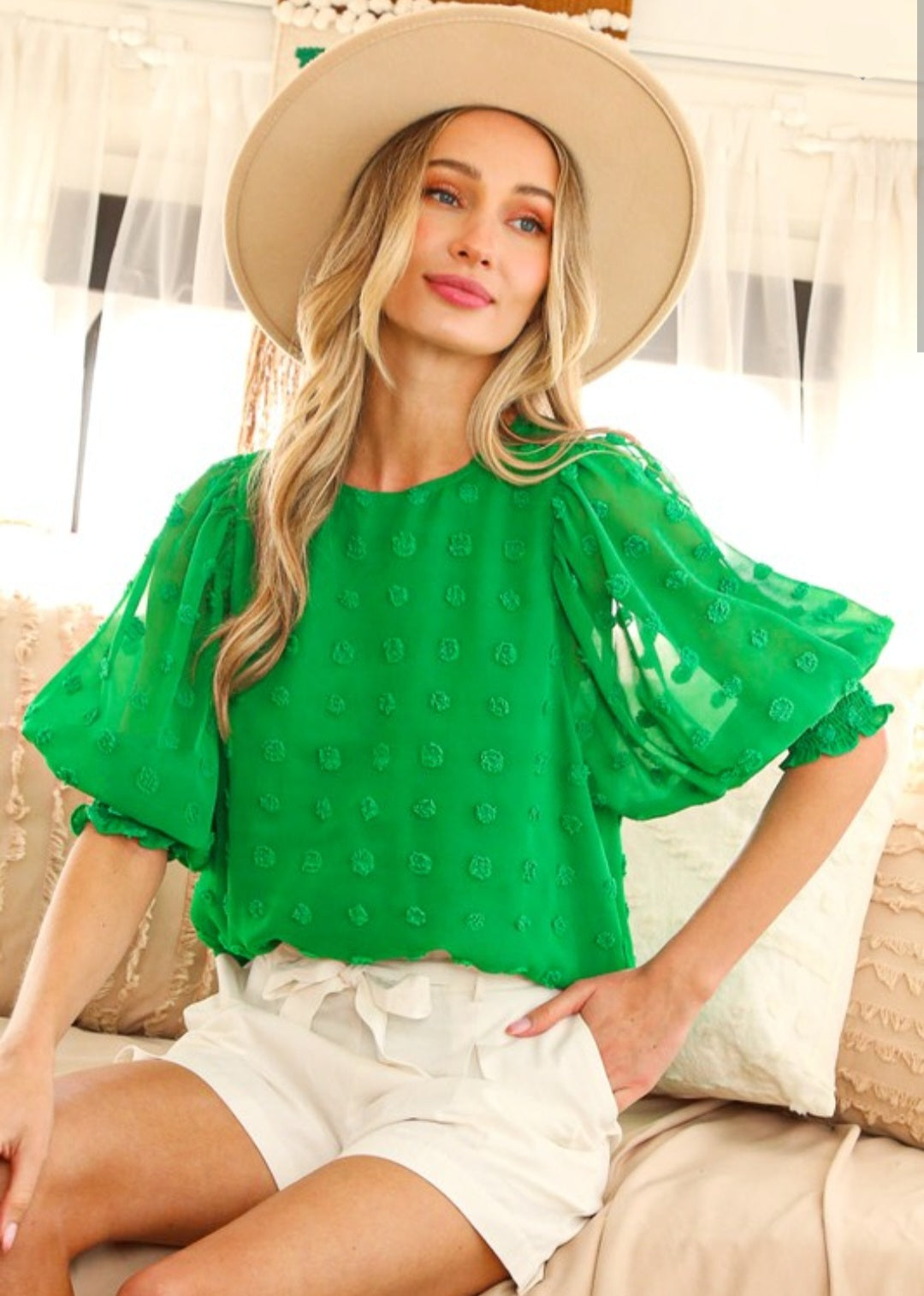 Textured Dotted Sheer Blouse