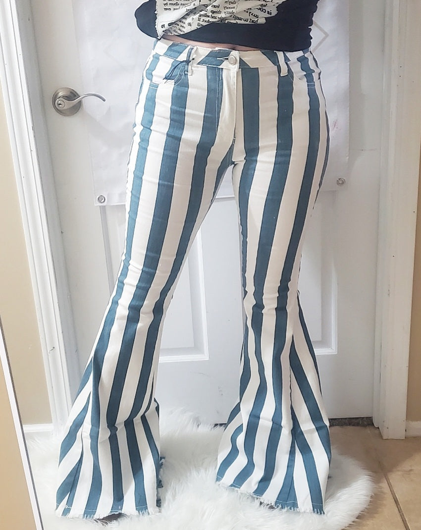 Striped Bell Bottom Jeans