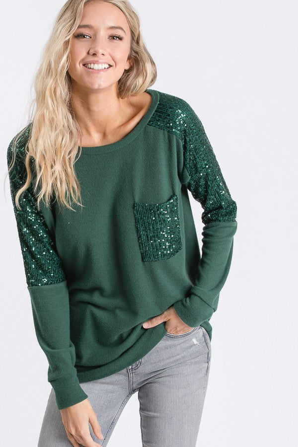 Sequin Pocket Sweater