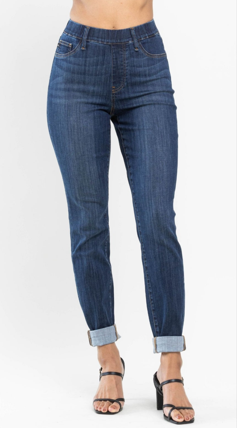 JB High Waist Cuffed Pull On Jeans